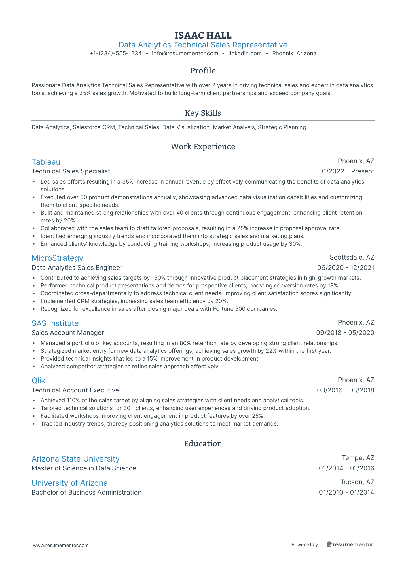 Data Analytics Technical Sales Representative