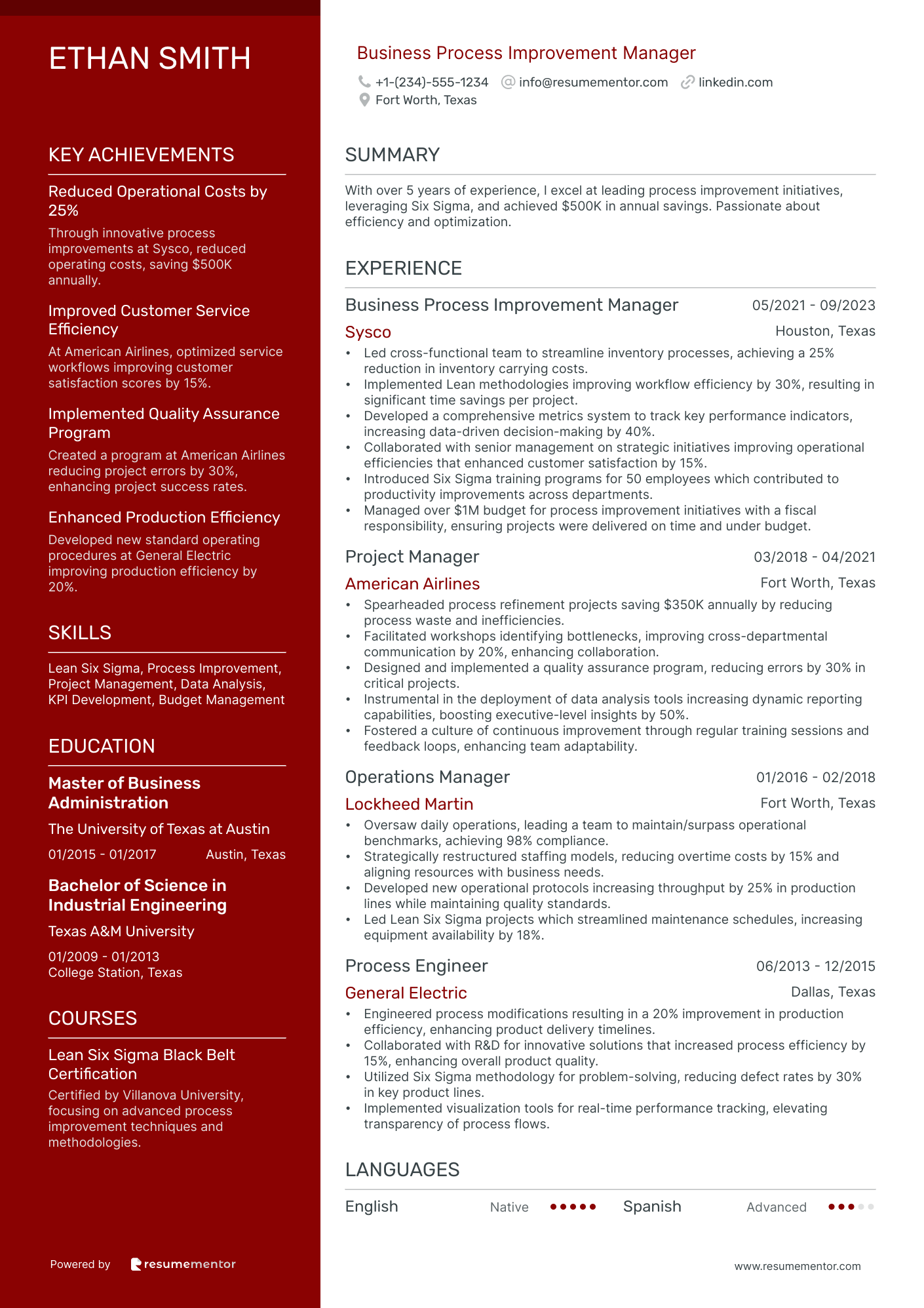 Business Process Improvement Manager