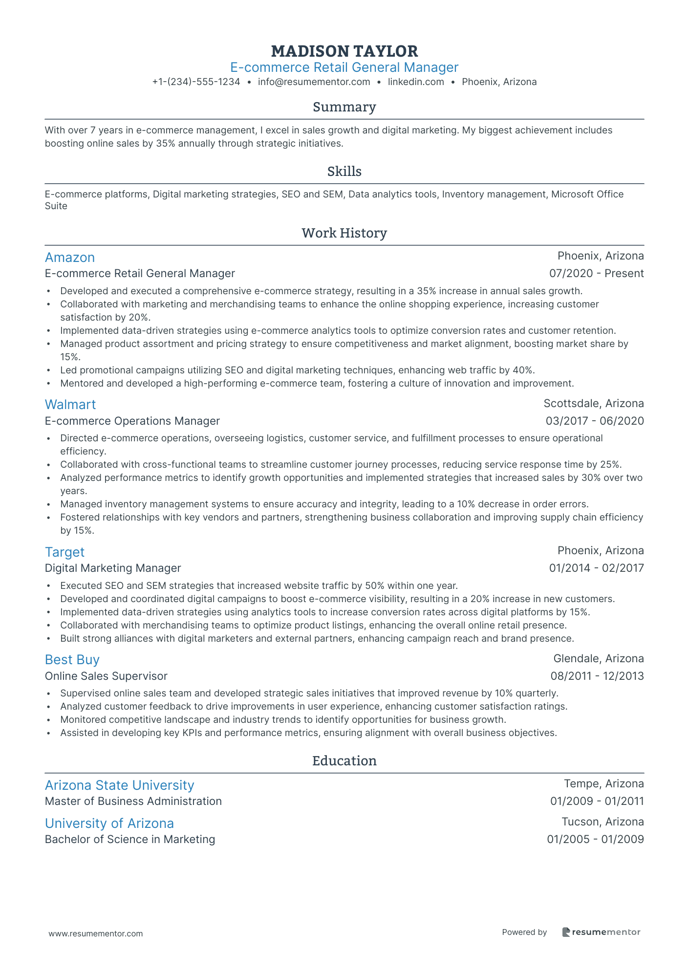 E commerce Retail General Manager