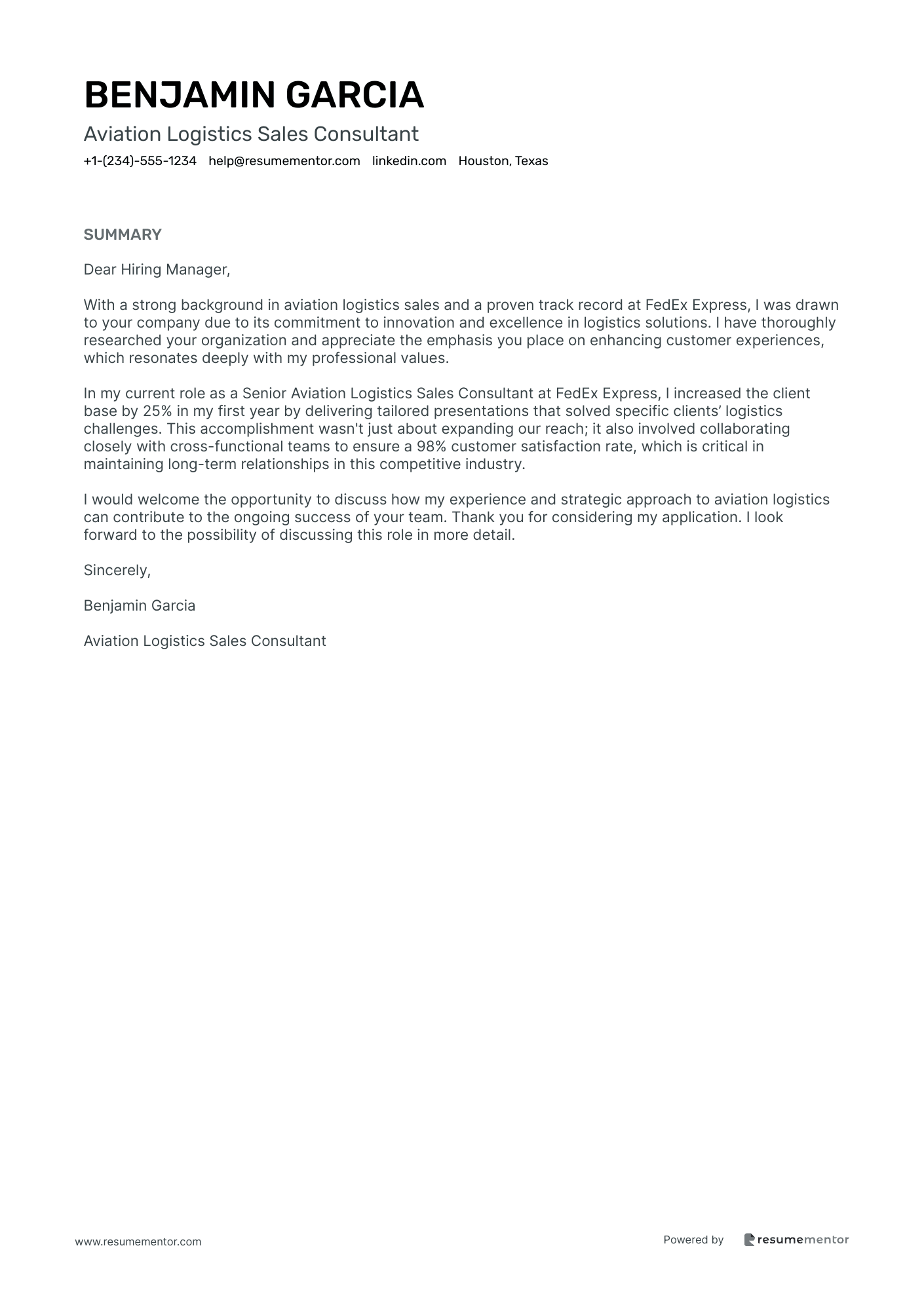 Aviation Logistics Sales Consultant