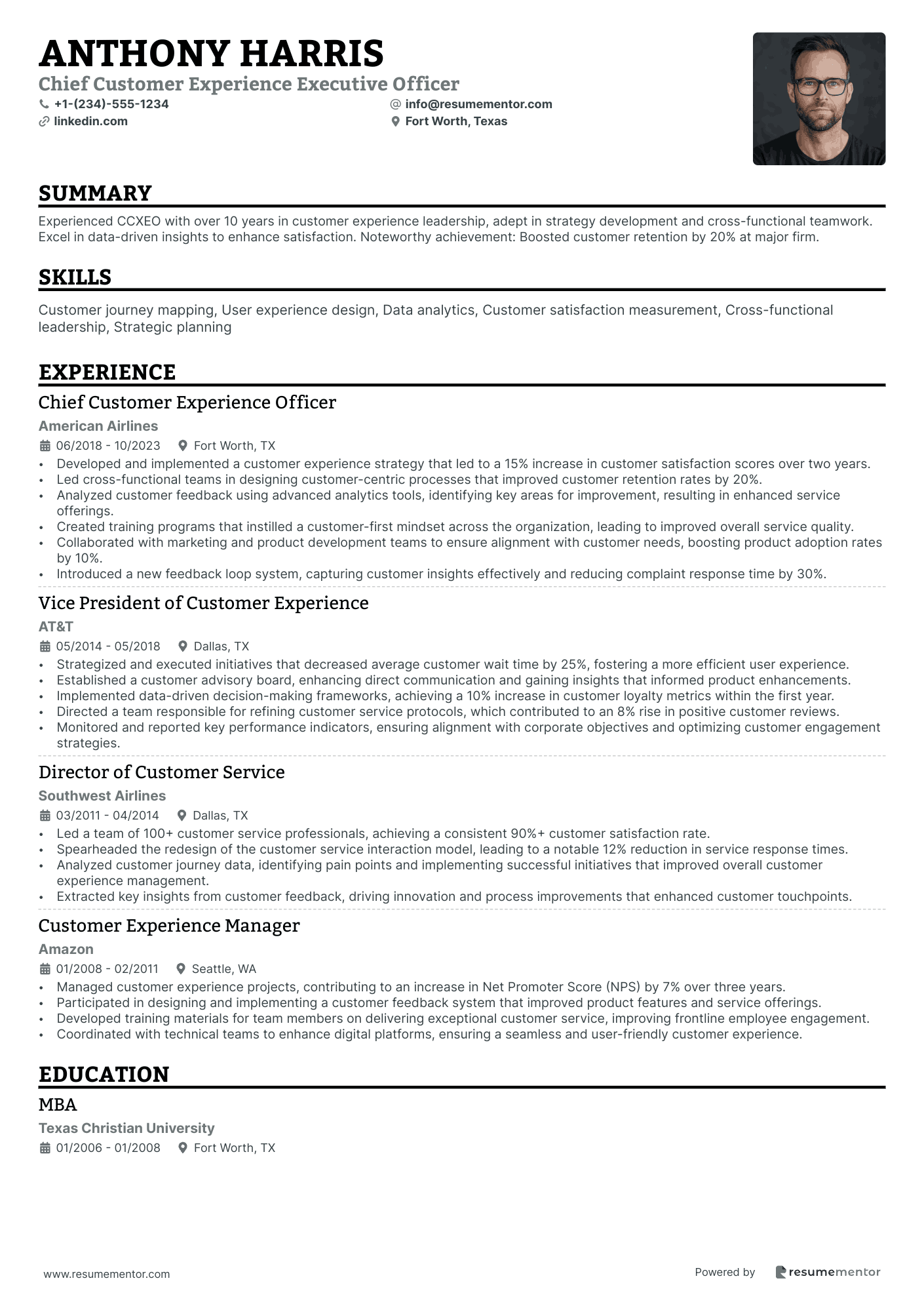 Chief Customer Experience Executive Officer