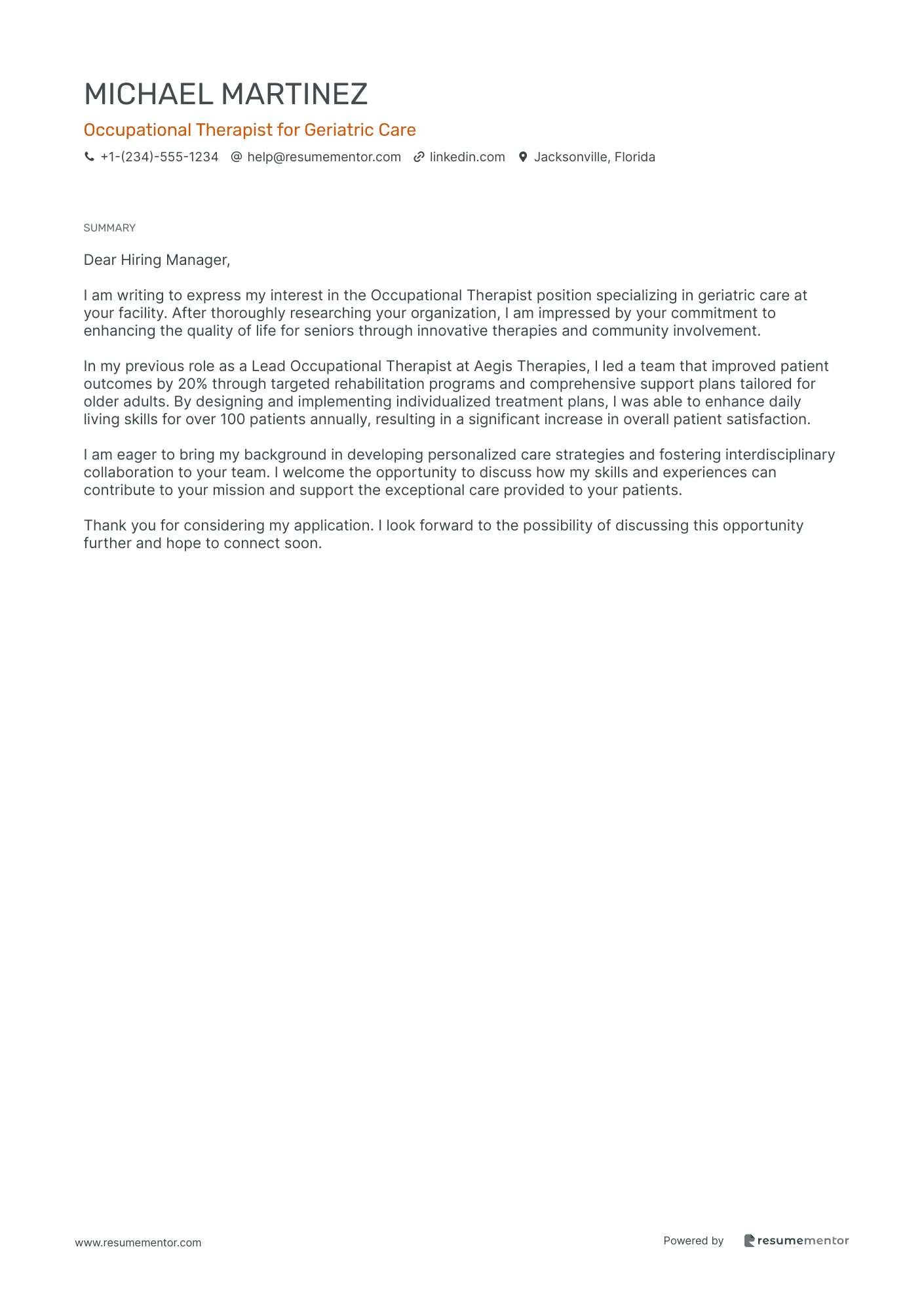 Occupational Therapist for Geriatric Care
