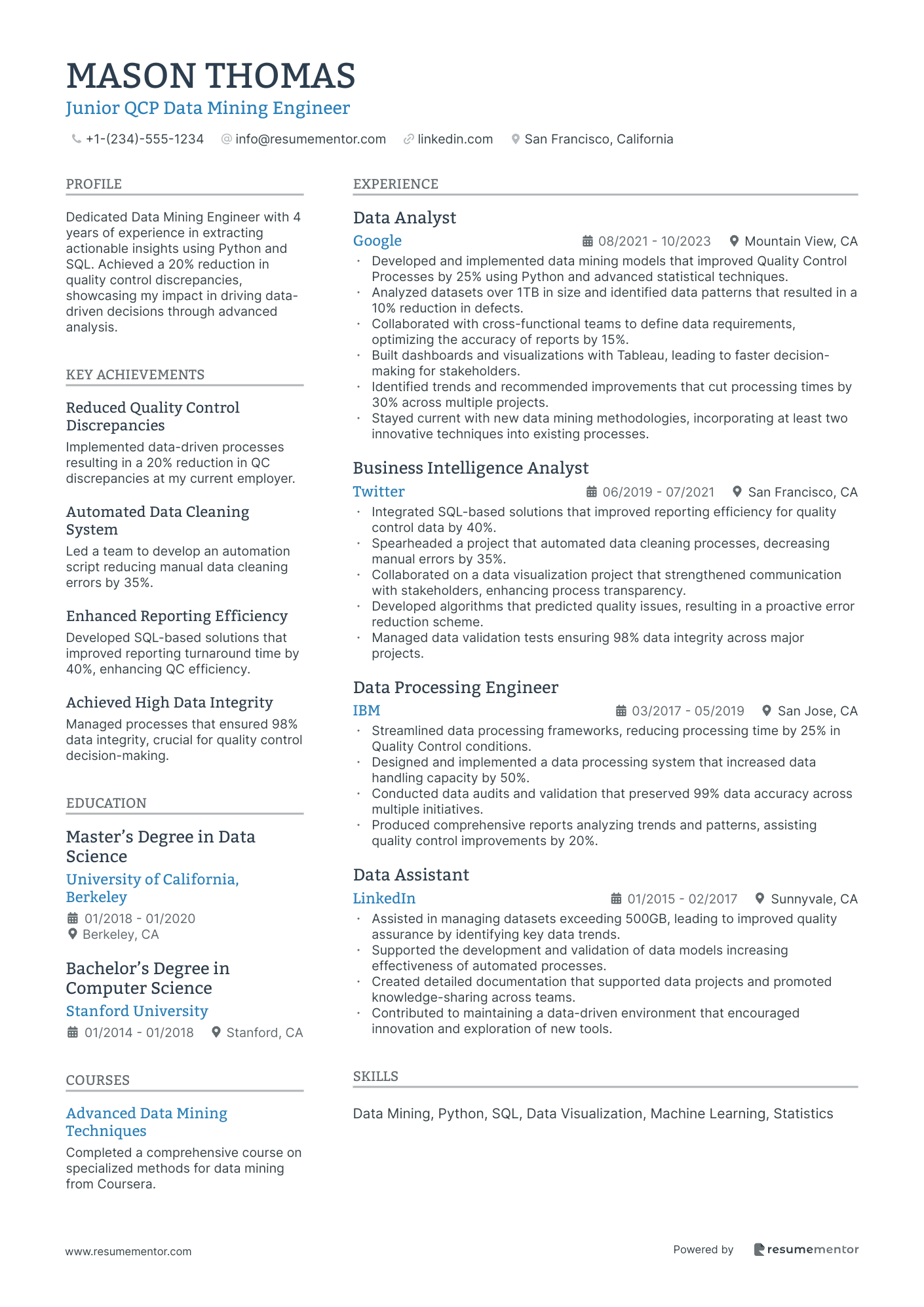 Junior QCP Data Mining Engineer
