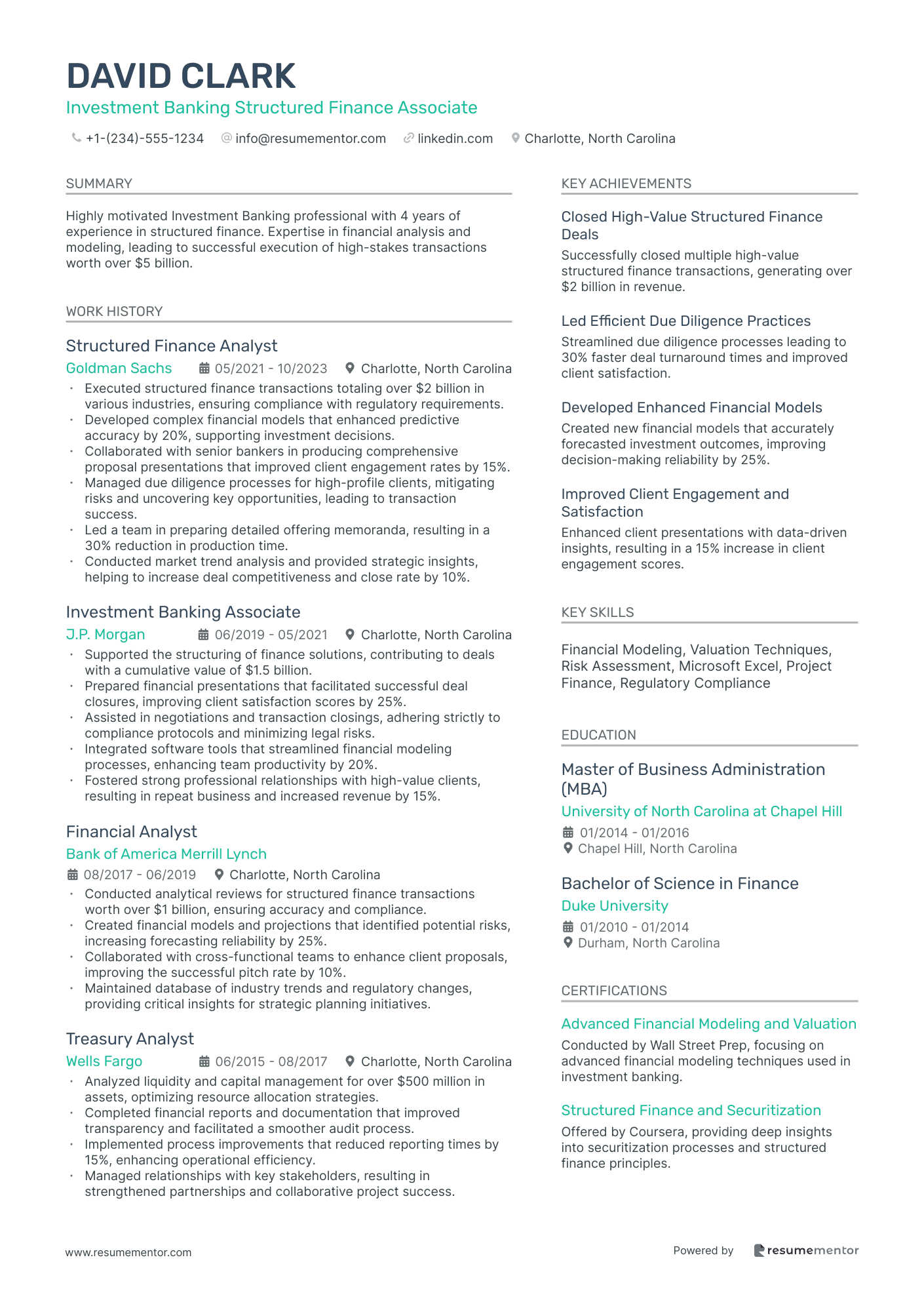 Investment Banking Structured Finance Associate