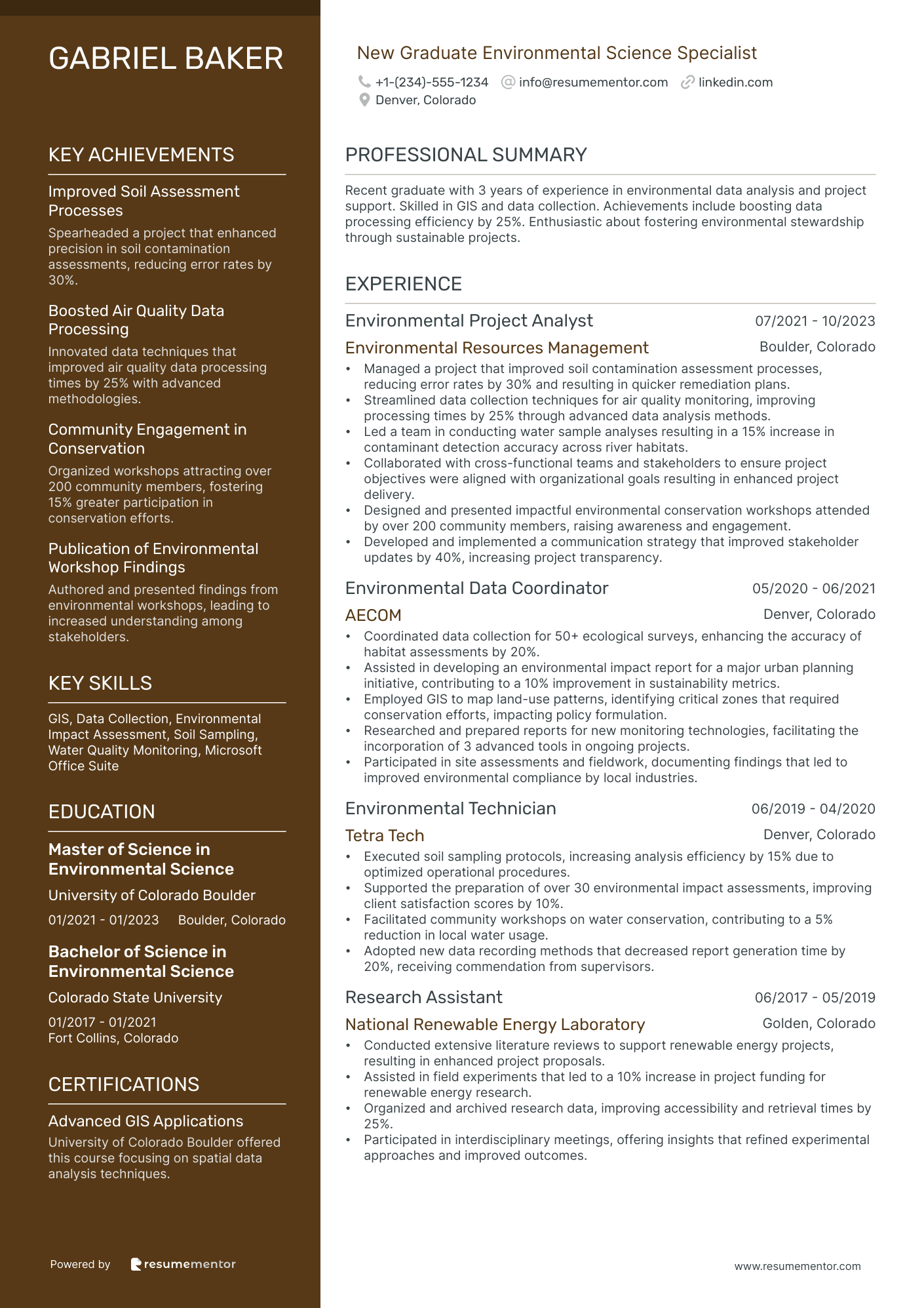 New Graduate Environmental Science Specialist