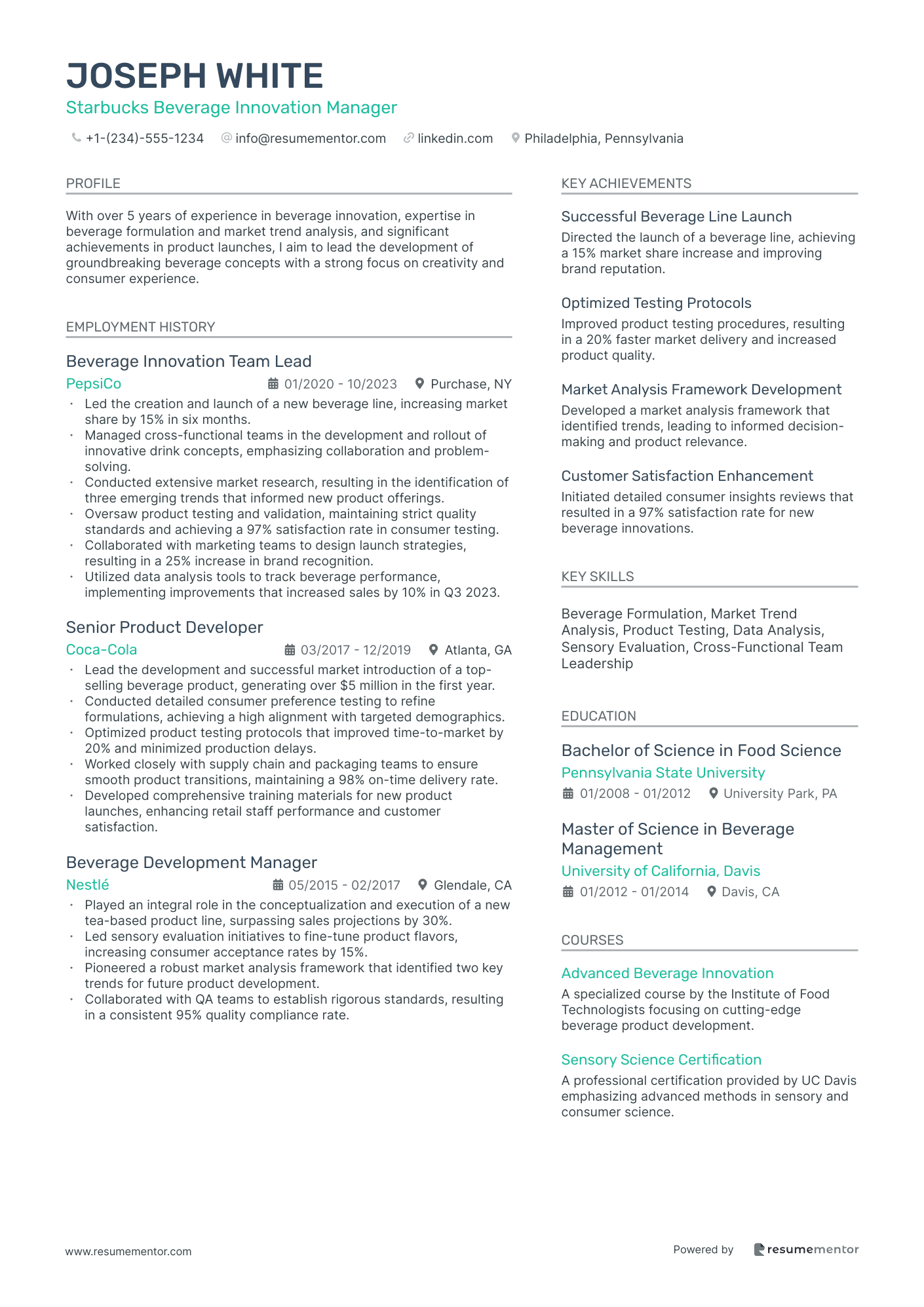 Starbucks Beverage Innovation Manager