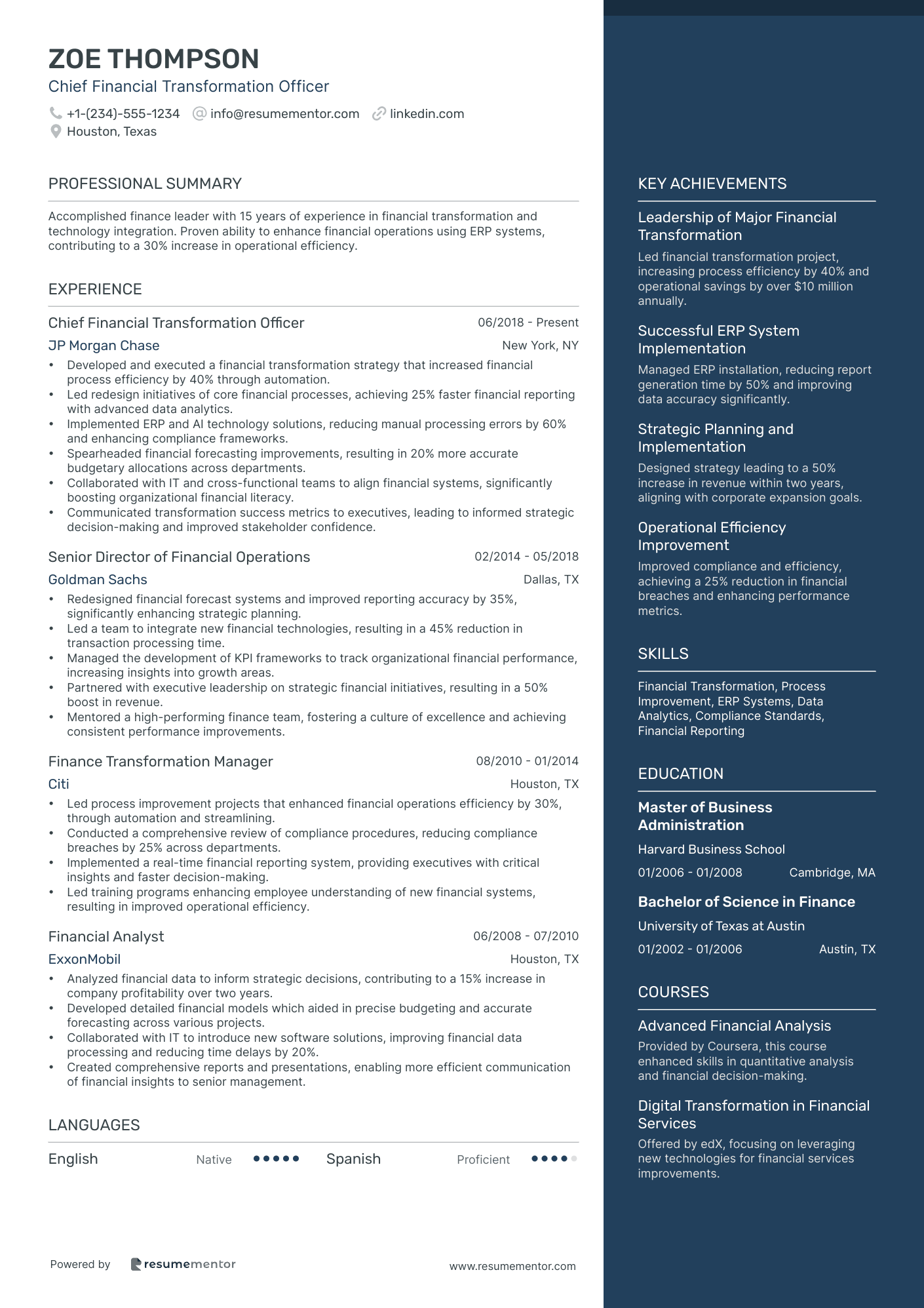 Chief Financial Transformation Officer
