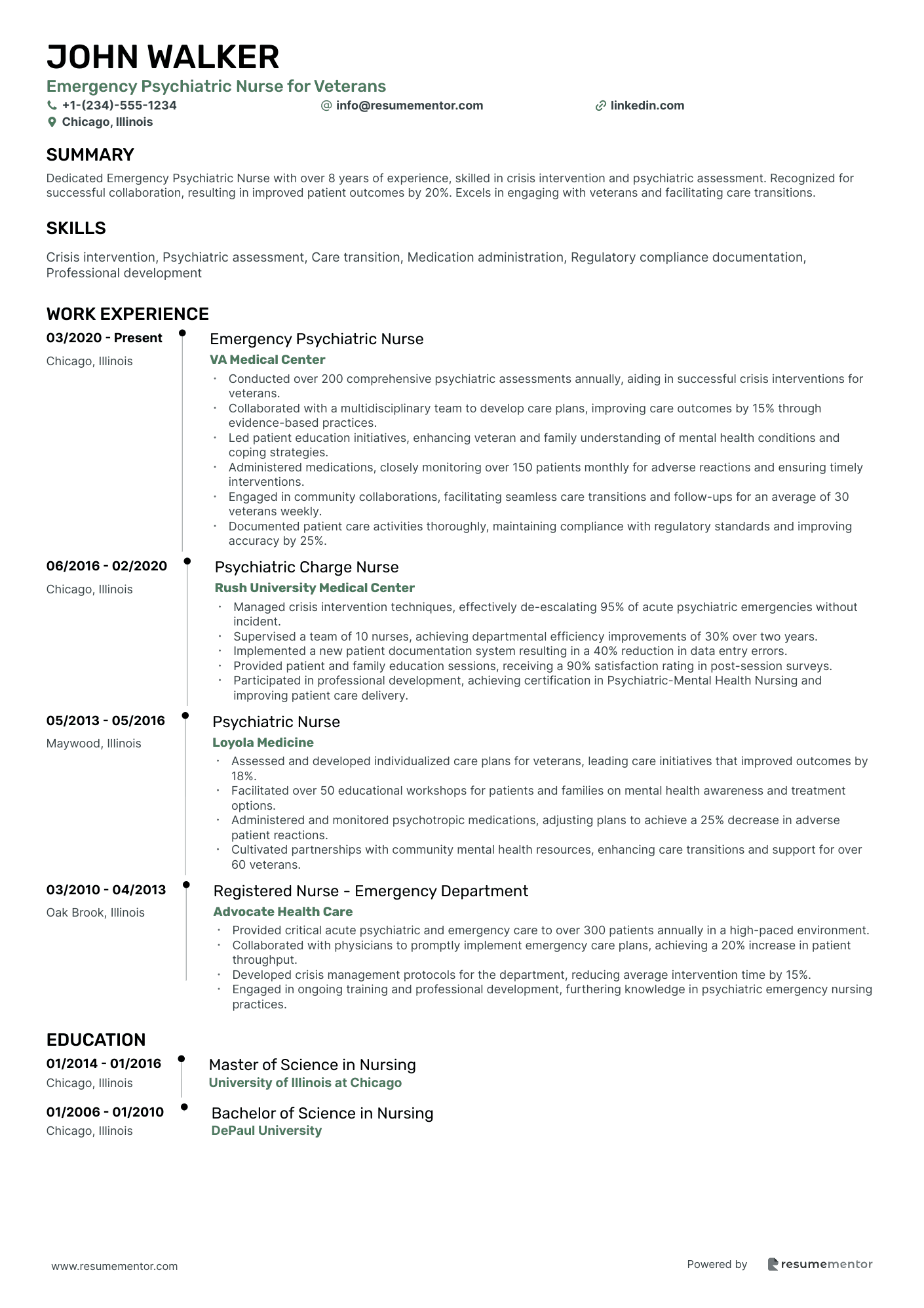 Emergency Psychiatric Nurse for Veterans