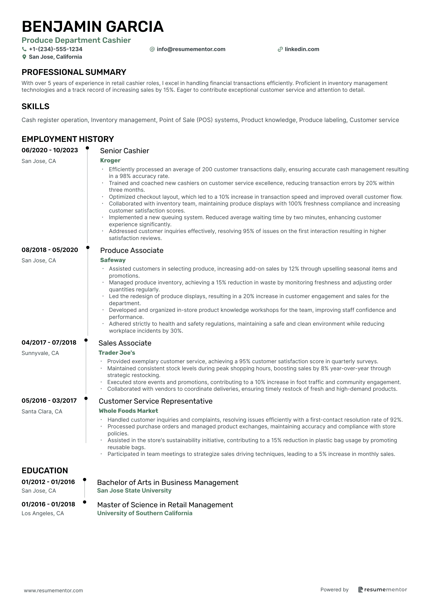 Produce Department Cashier