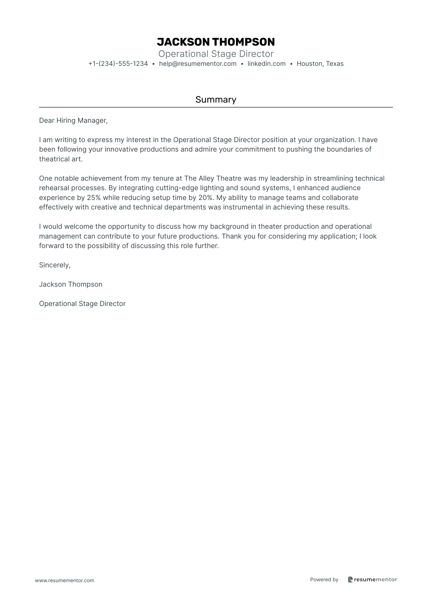 Operational Stage Director