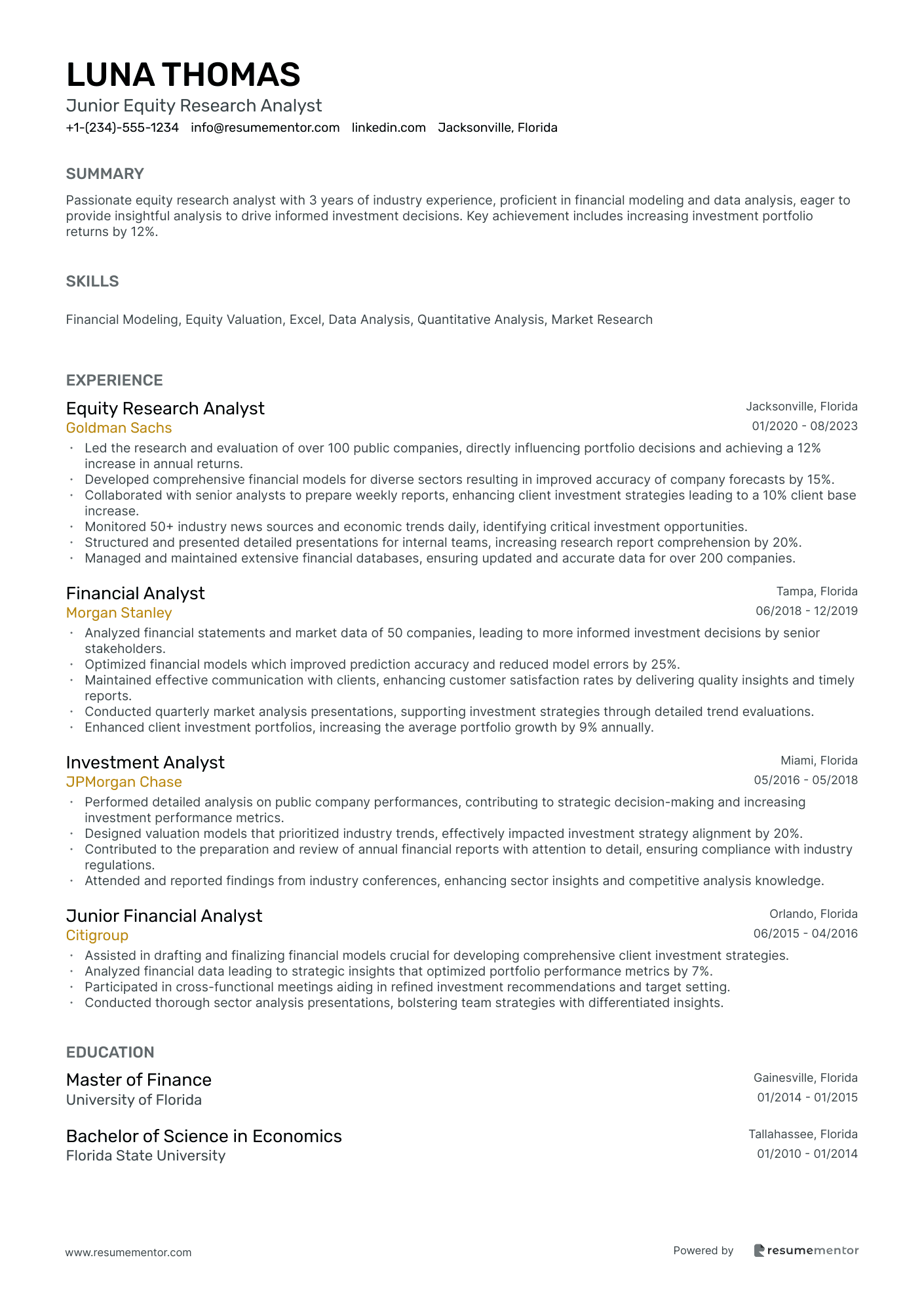 Junior Equity Research Analyst
