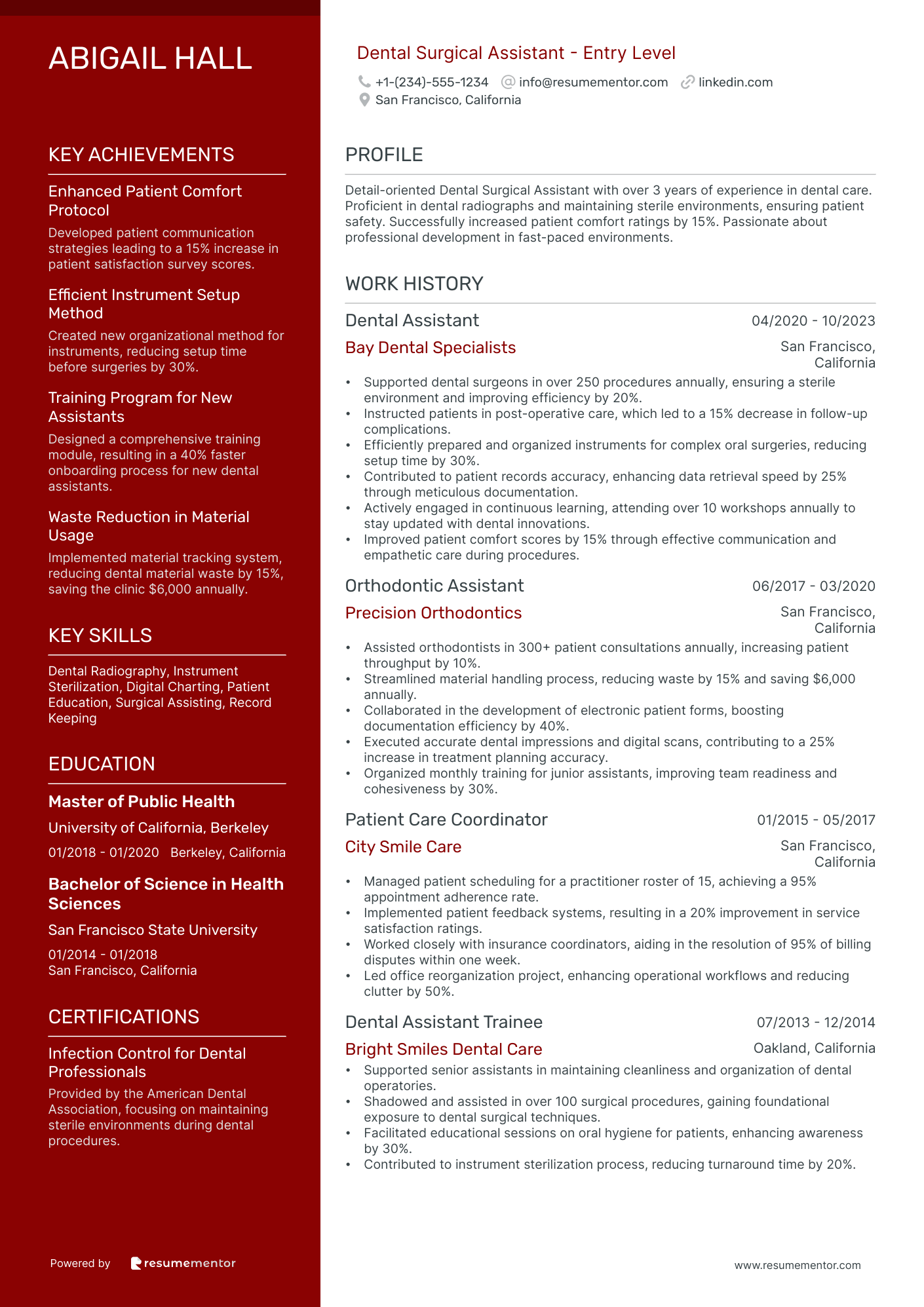 Dental Surgical Assistant   Entry Level