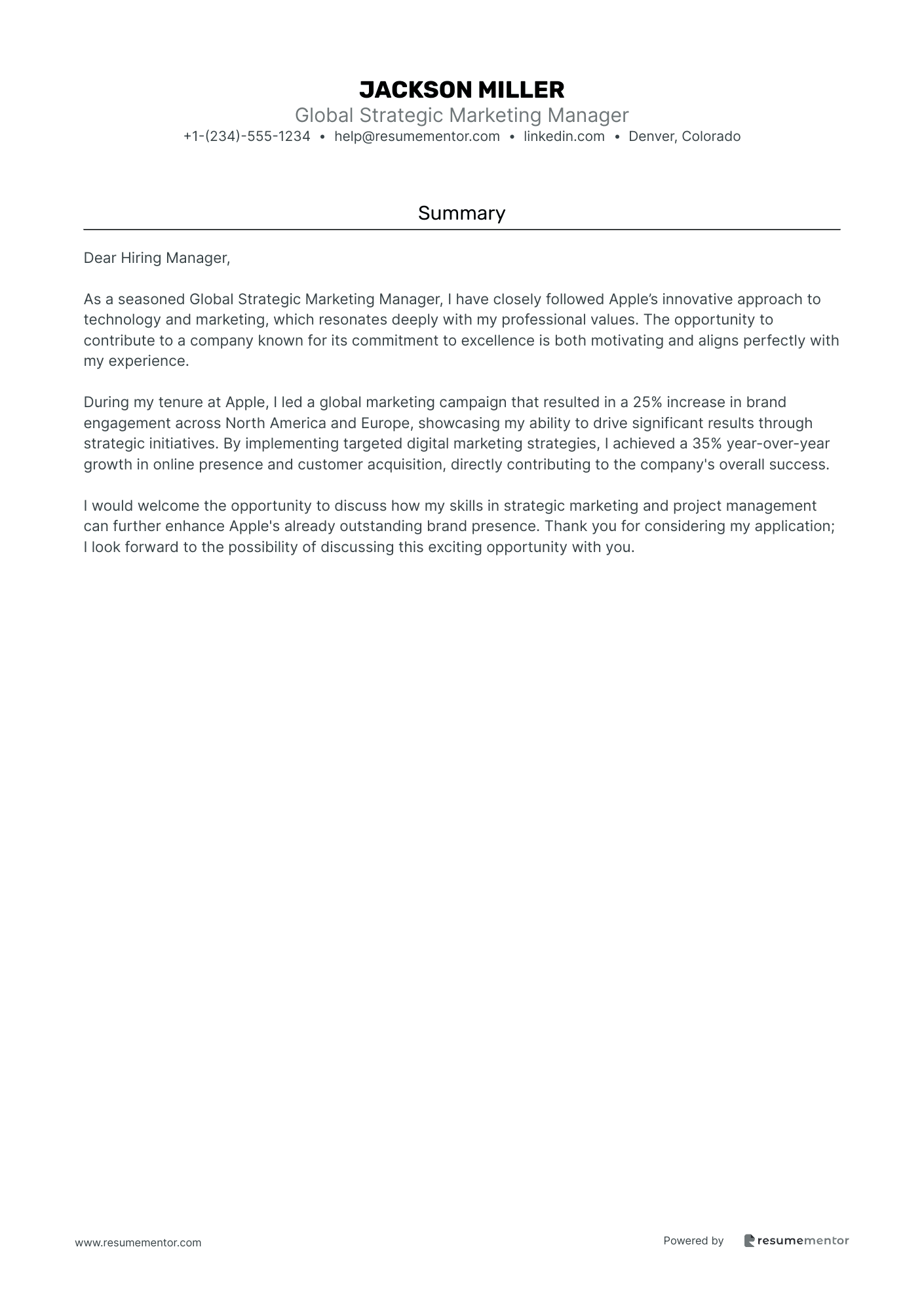 Global Strategic Marketing Manager