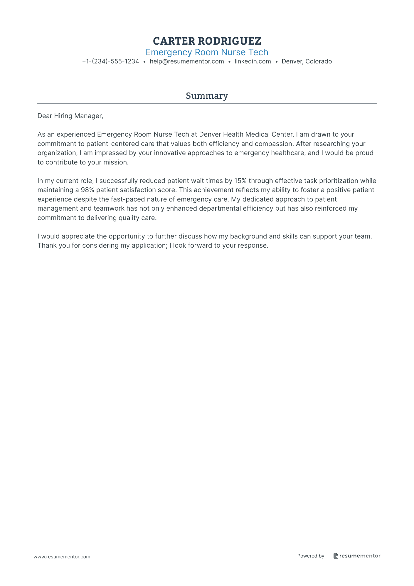 Emergency Room Nurse Tech