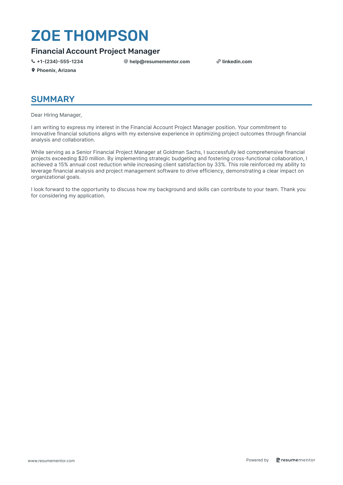 Financial Account Project Manager