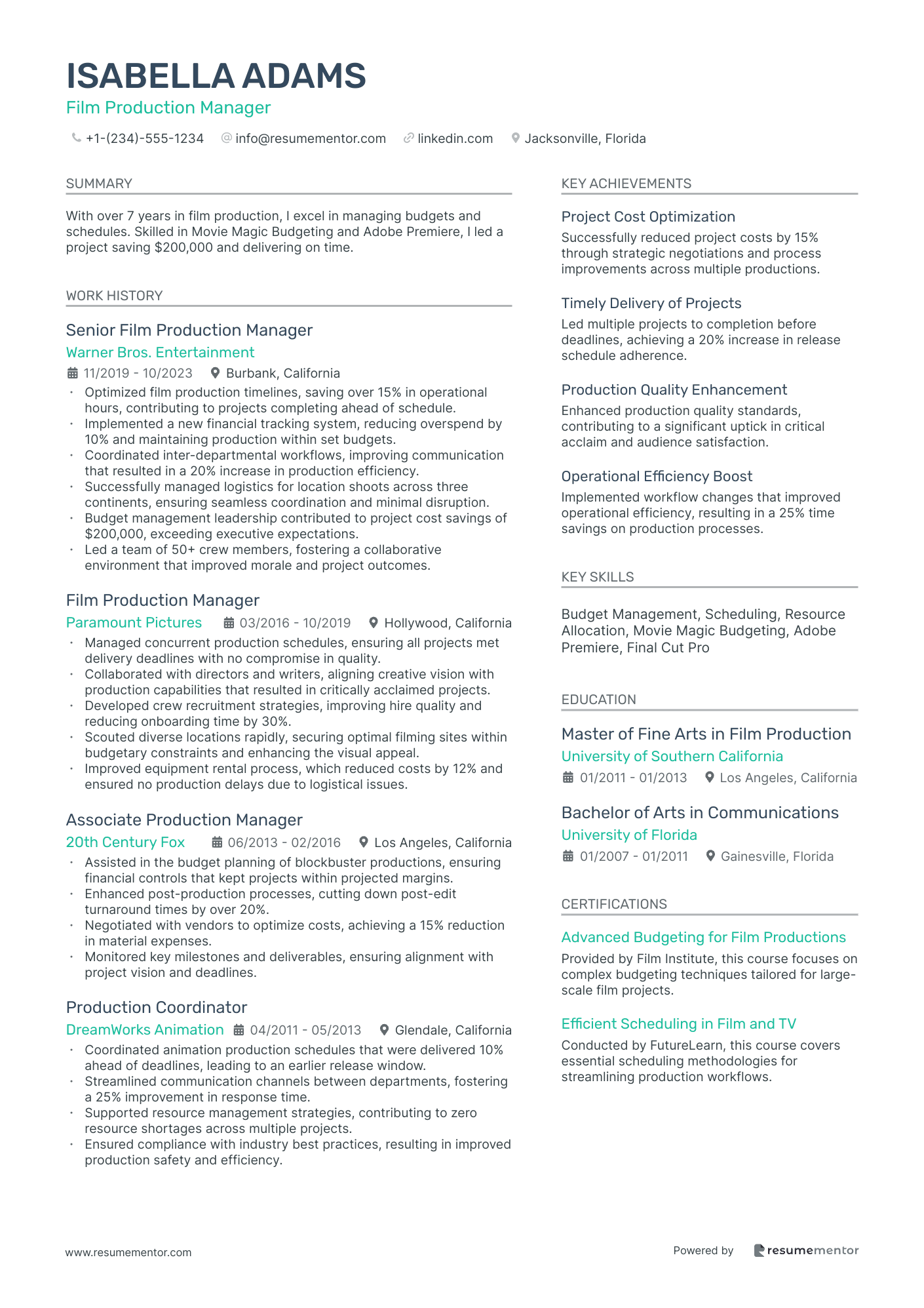 Film Production Manager
