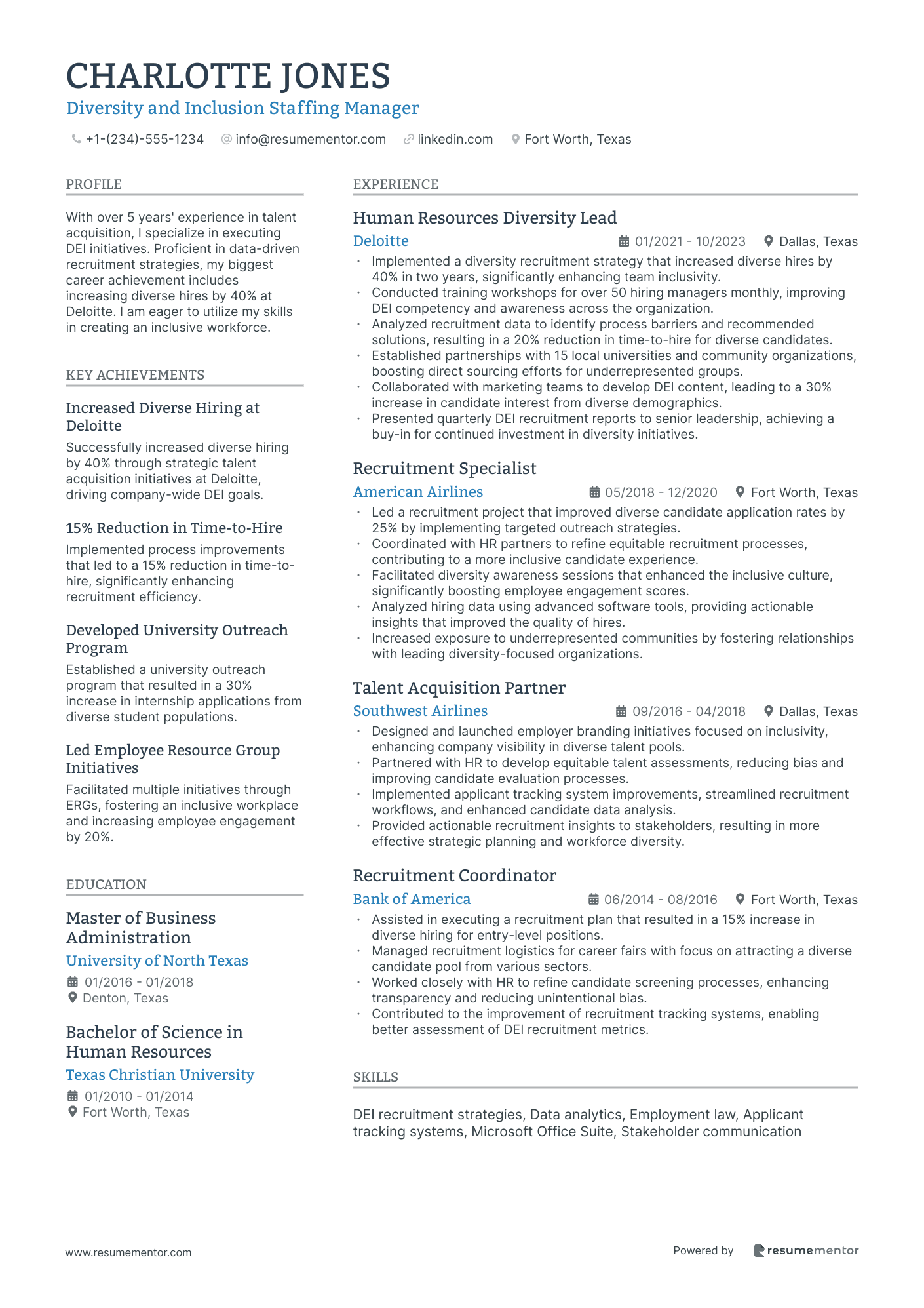 Diversity and Inclusion Staffing Manager