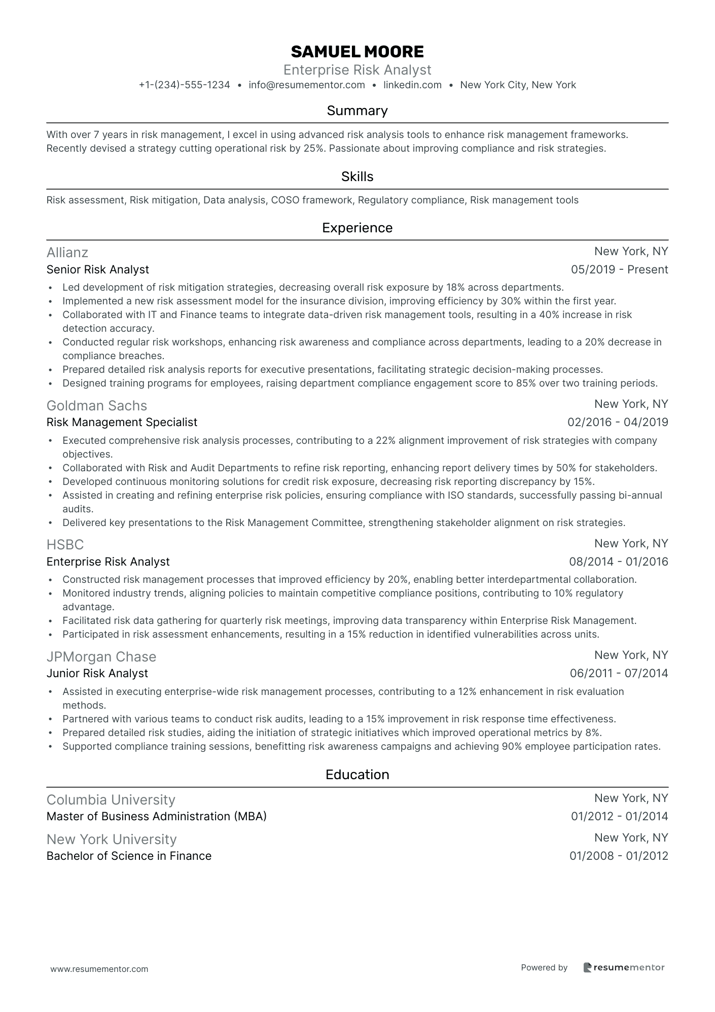Enterprise Risk Analyst