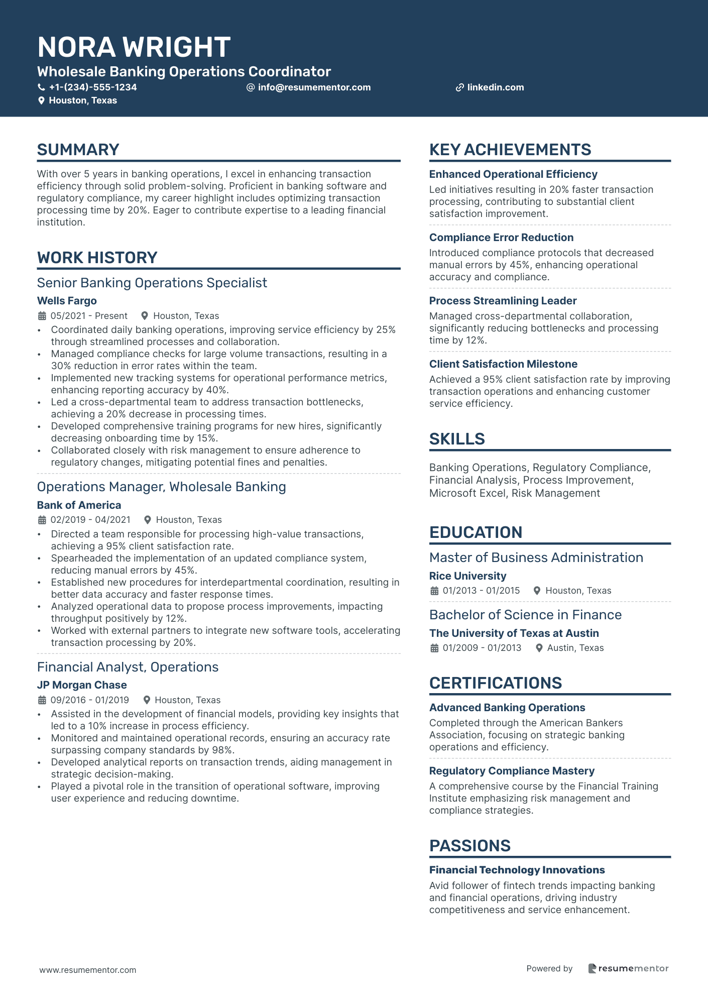 Wholesale Banking Operations Coordinator