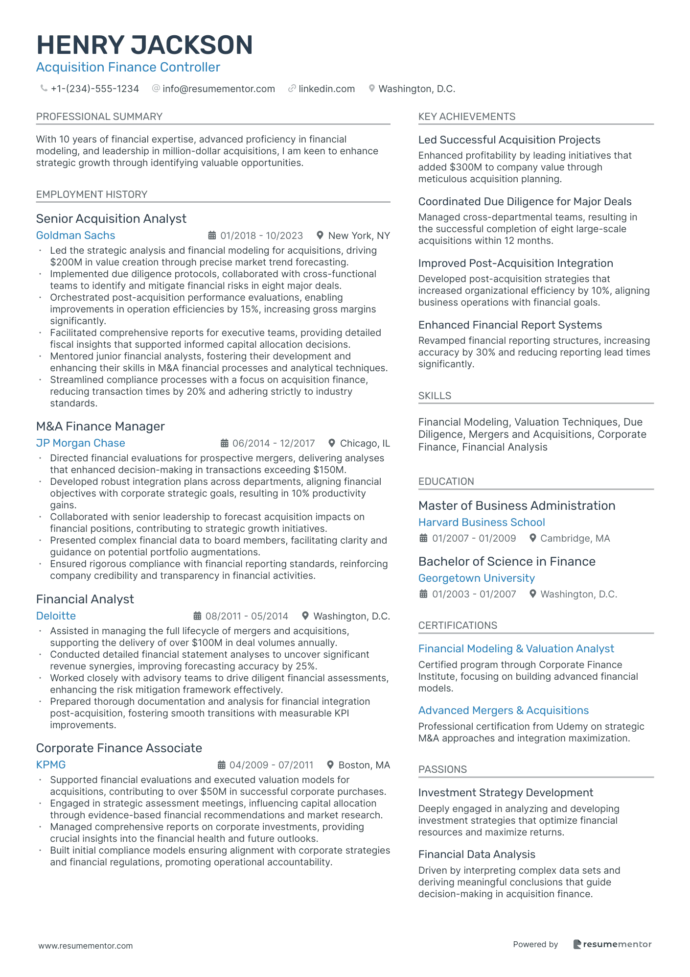 Acquisition Finance Controller