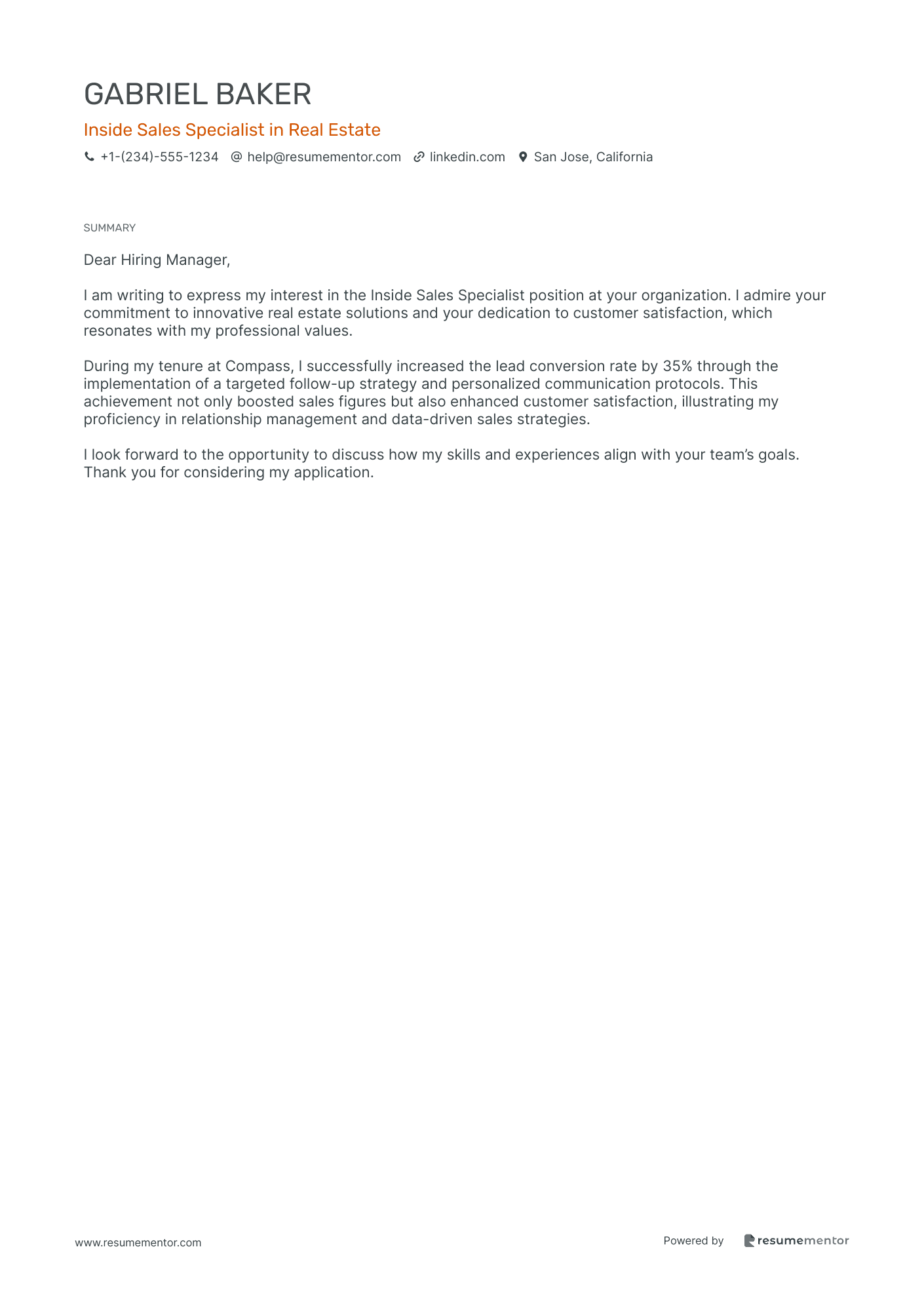 Inside Sales Specialist in Real Estate