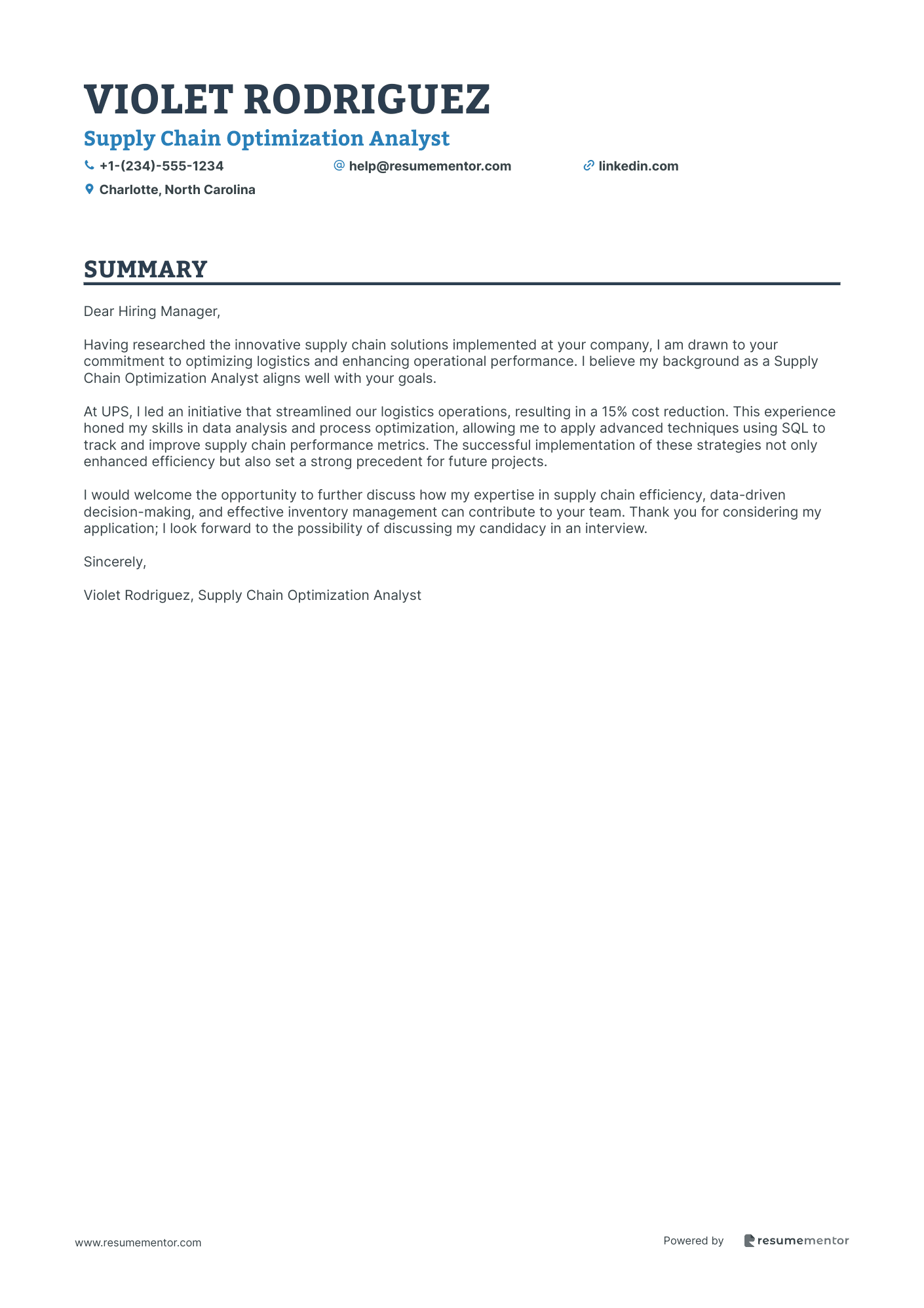 Supply Chain Optimization Analyst
