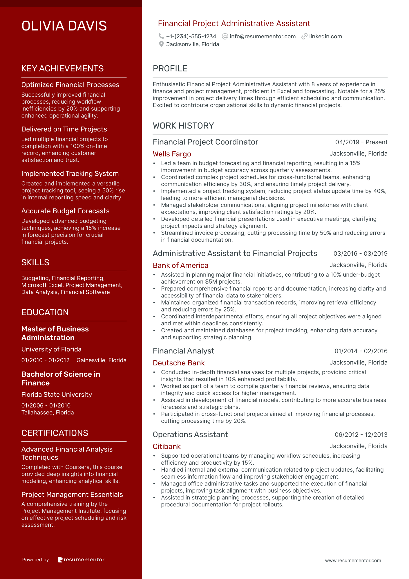 Financial Project Administrative Assistant