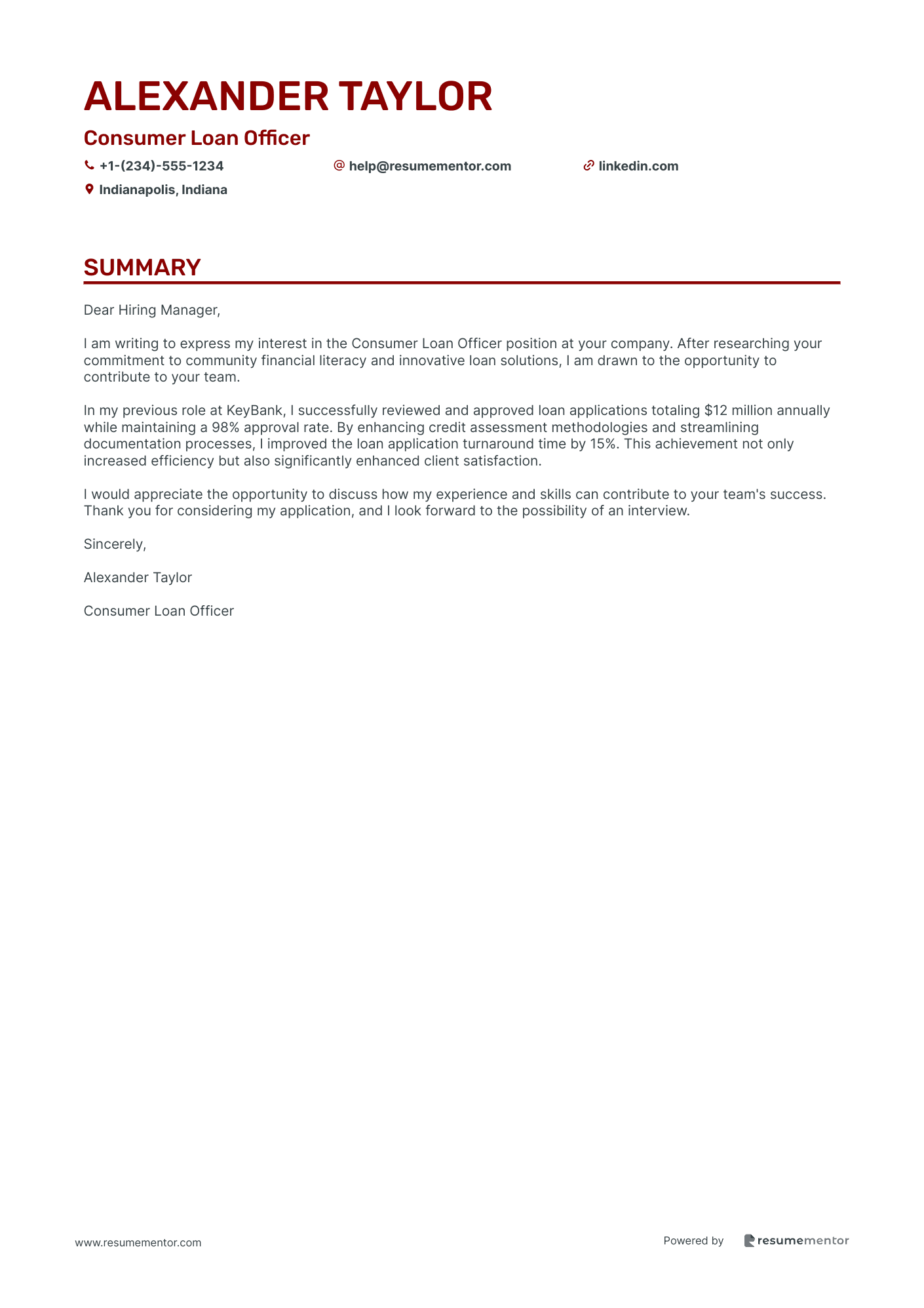 Consumer Loan Officer