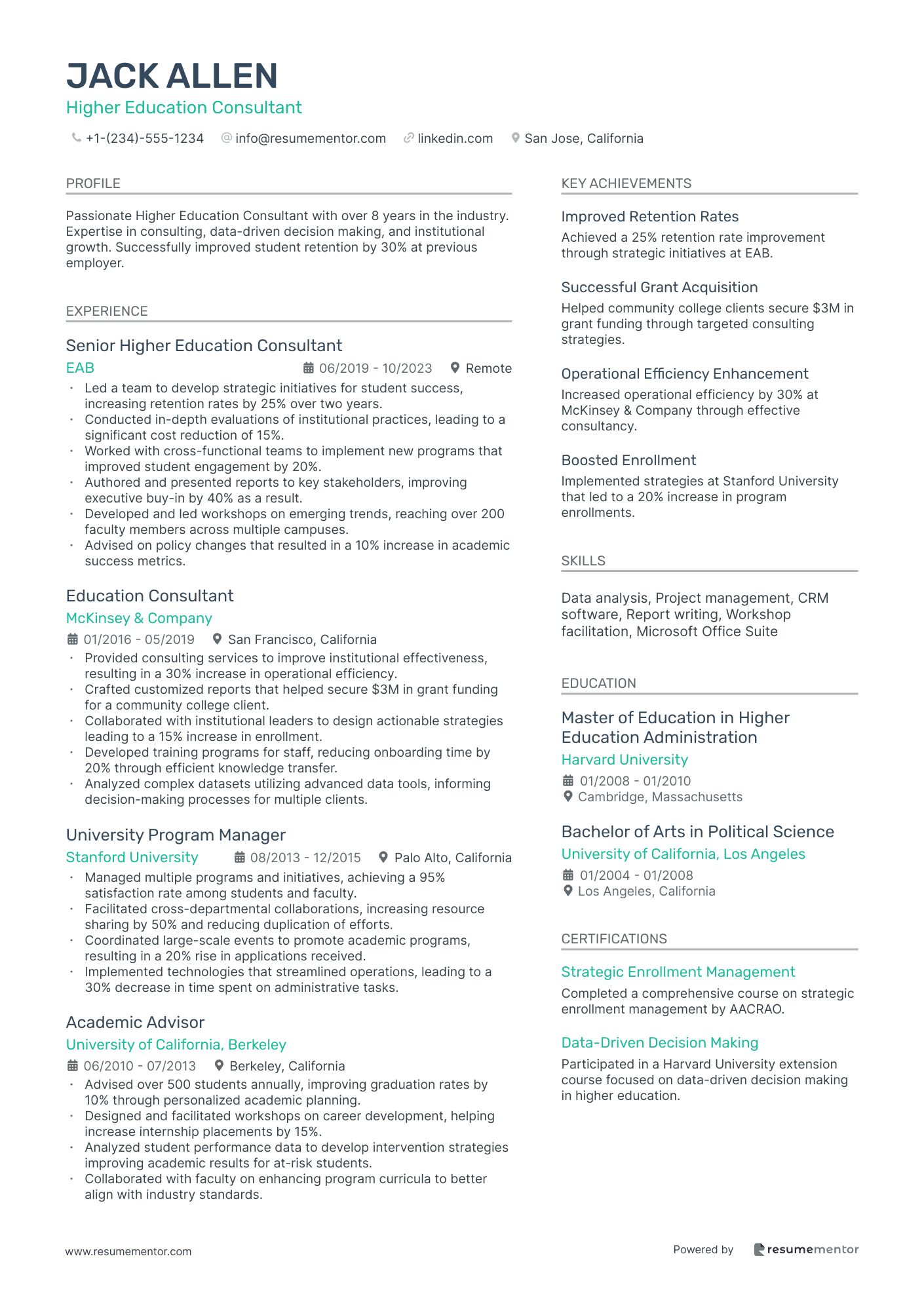 Higher Education Consultant