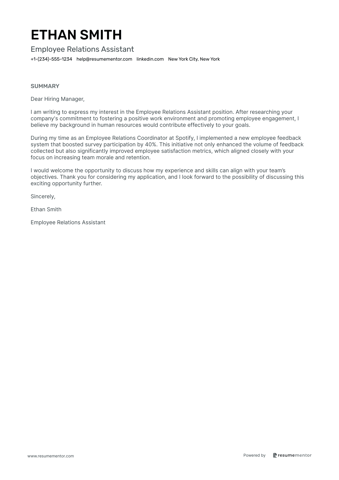 Employee Relations Assistant