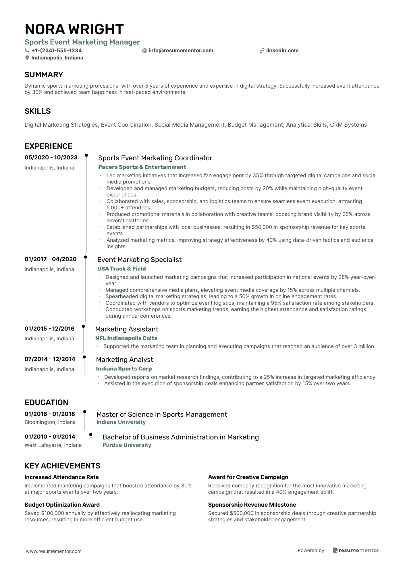 Sports Event Marketing Manager