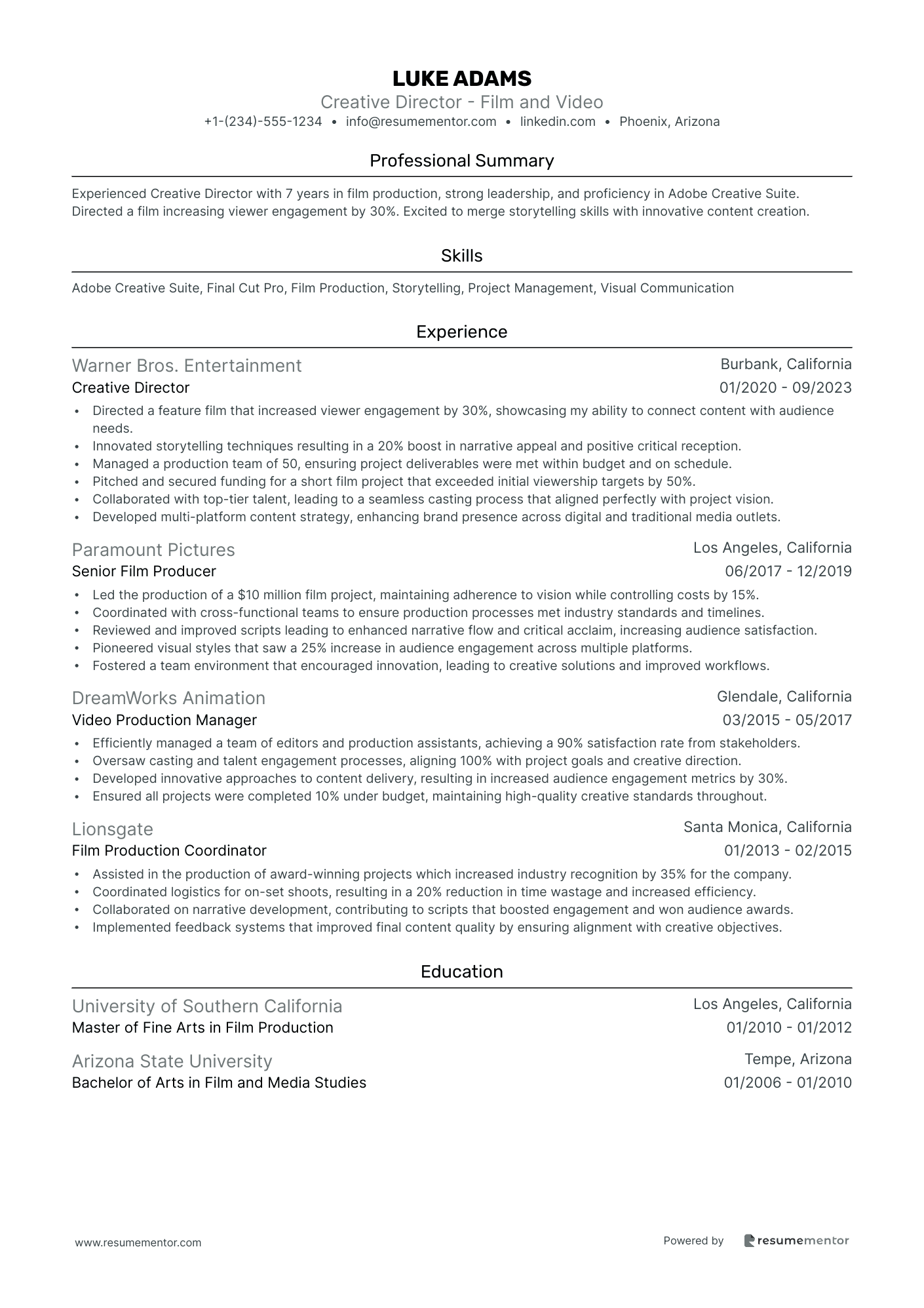 Creative Director   Film and Video