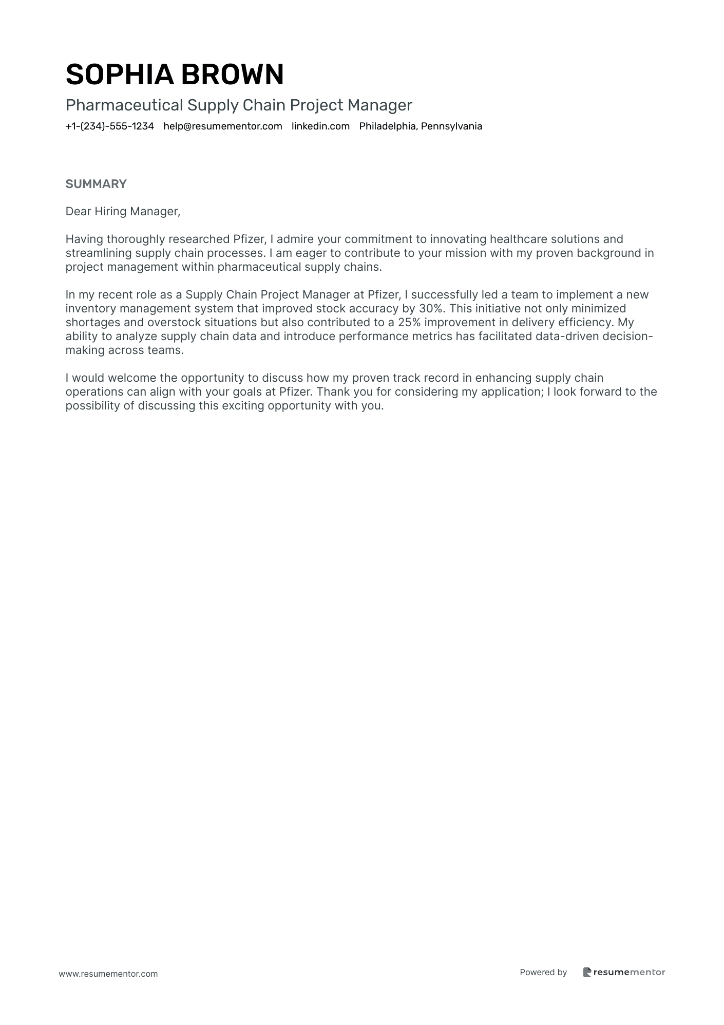 Pharmaceutical Supply Chain Project Manager