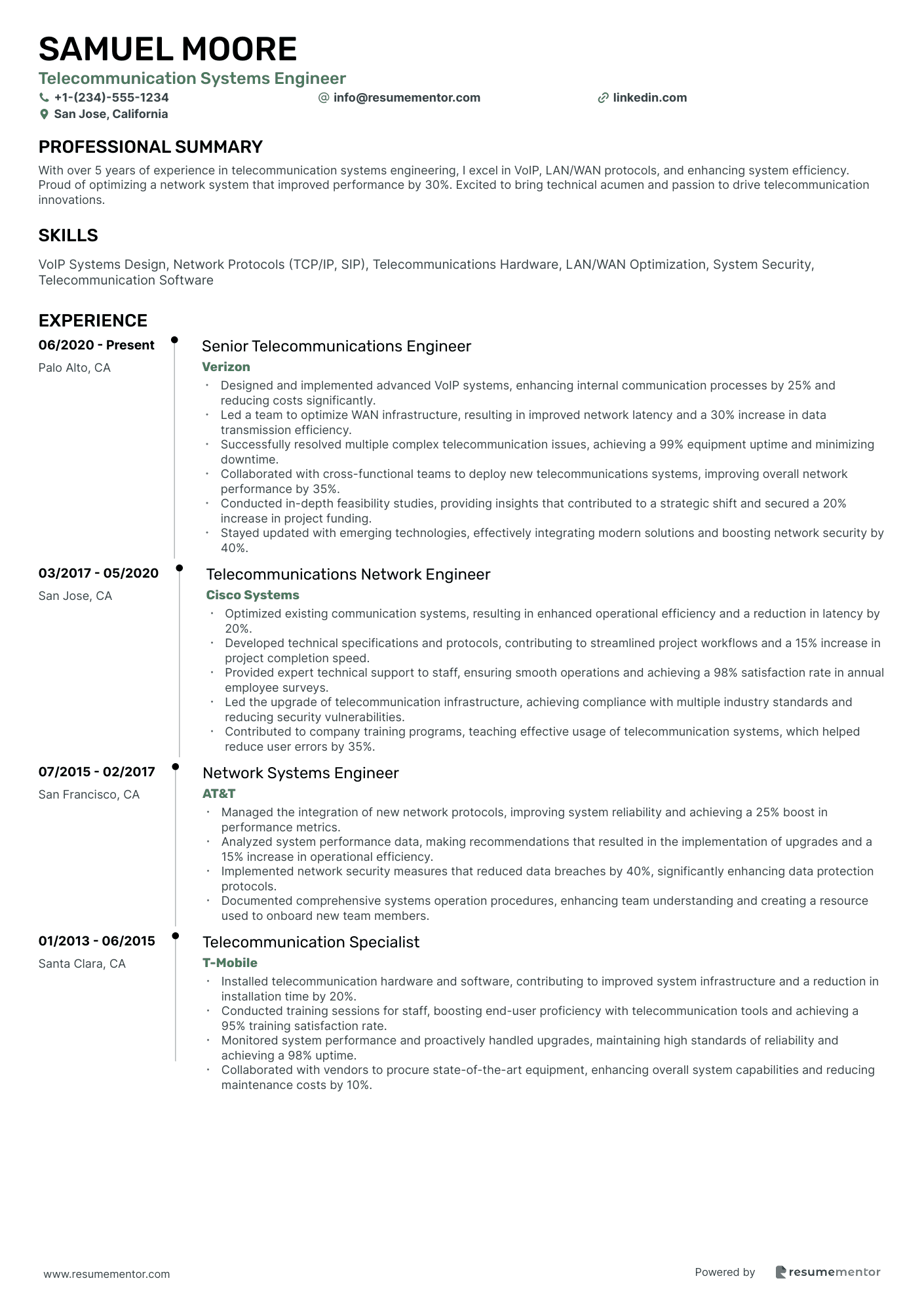 Telecommunication Systems Engineer