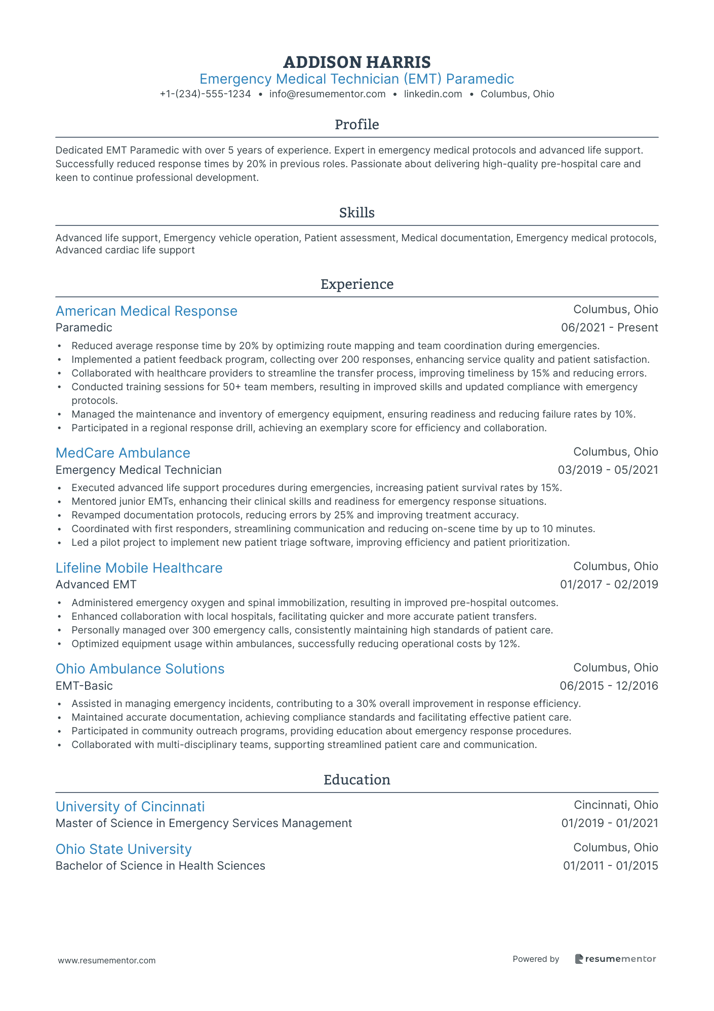 Emergency Medical Technician (EMT) Paramedic