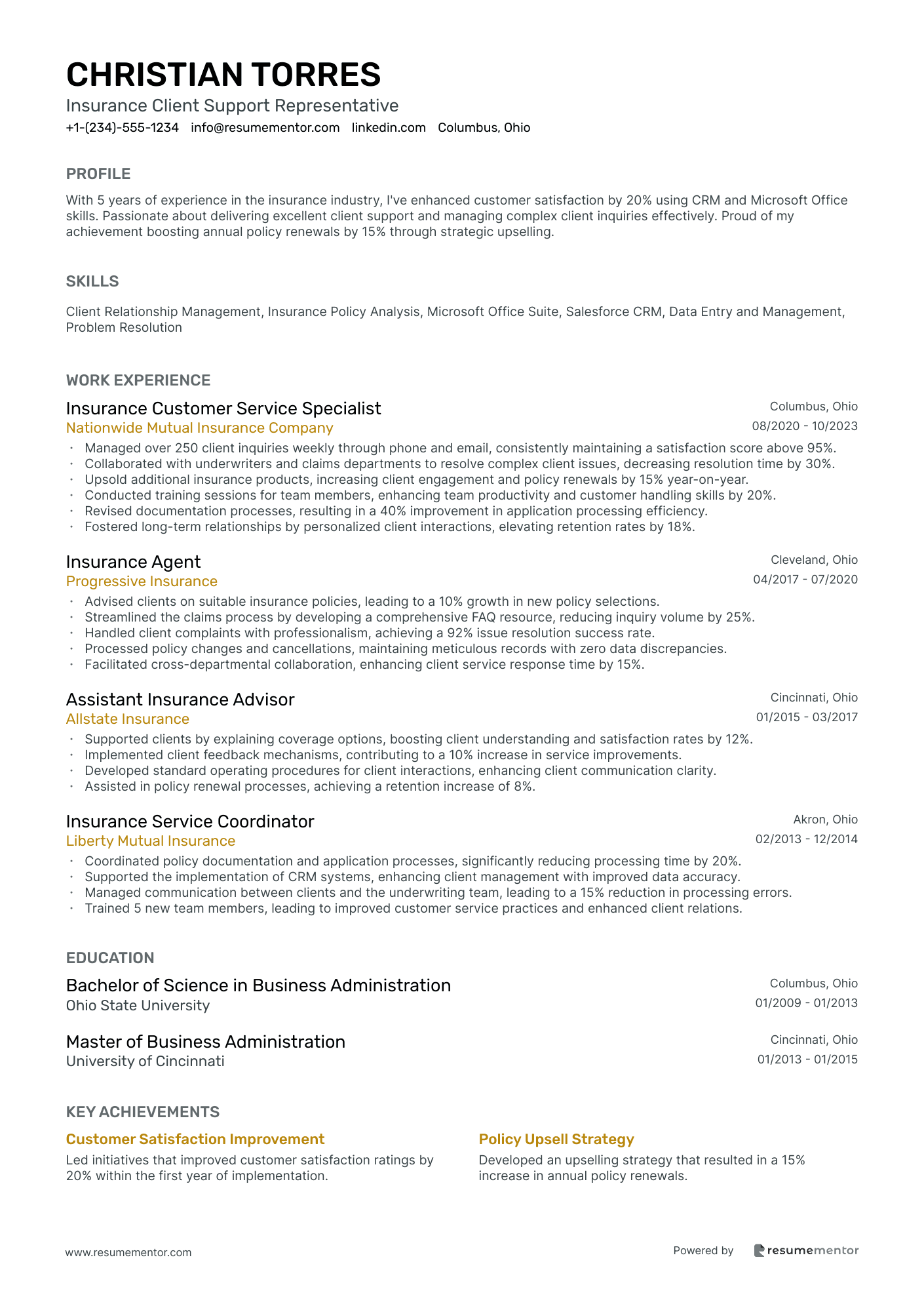 Insurance Client Support Representative