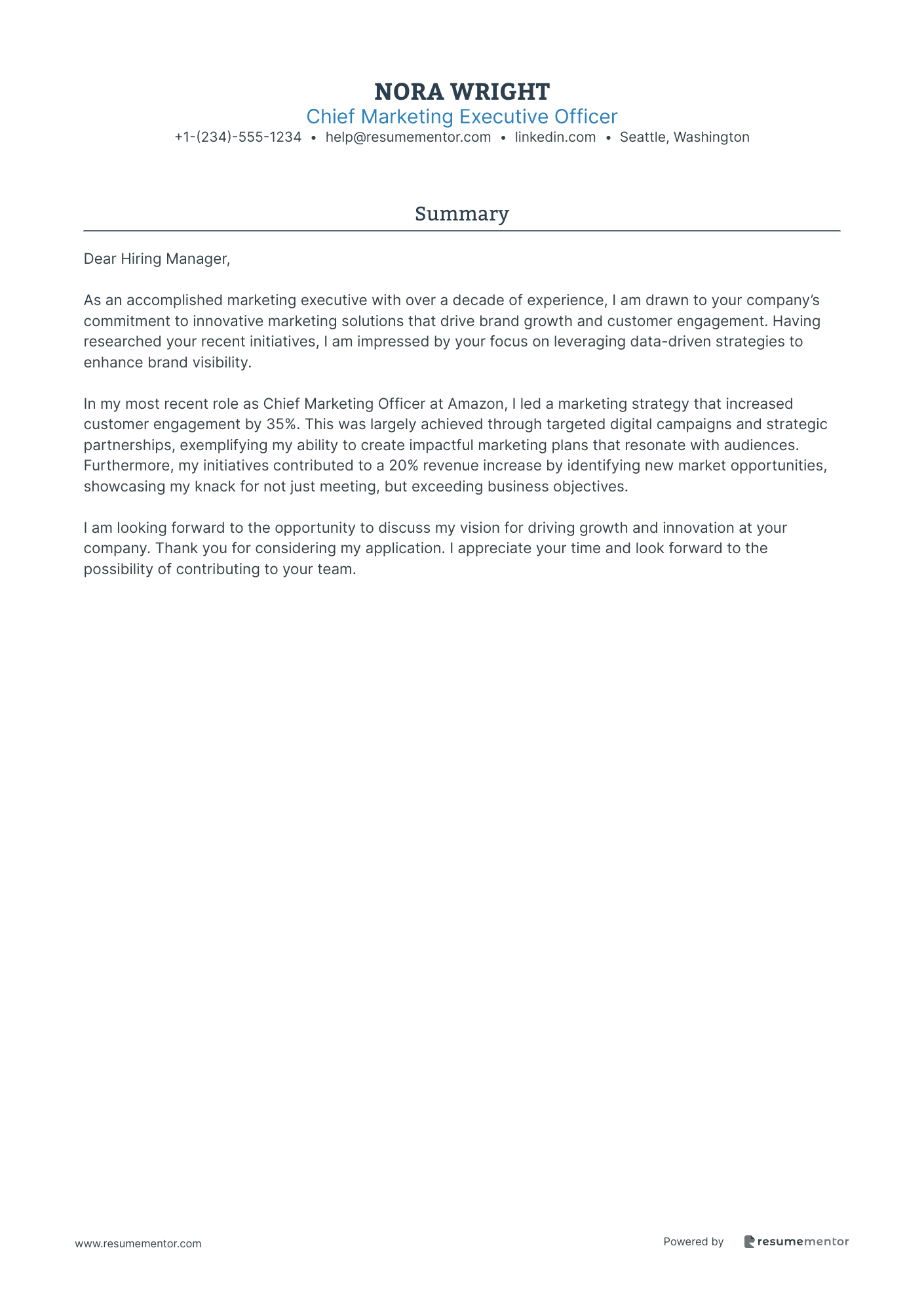 Chief Marketing Executive Officer