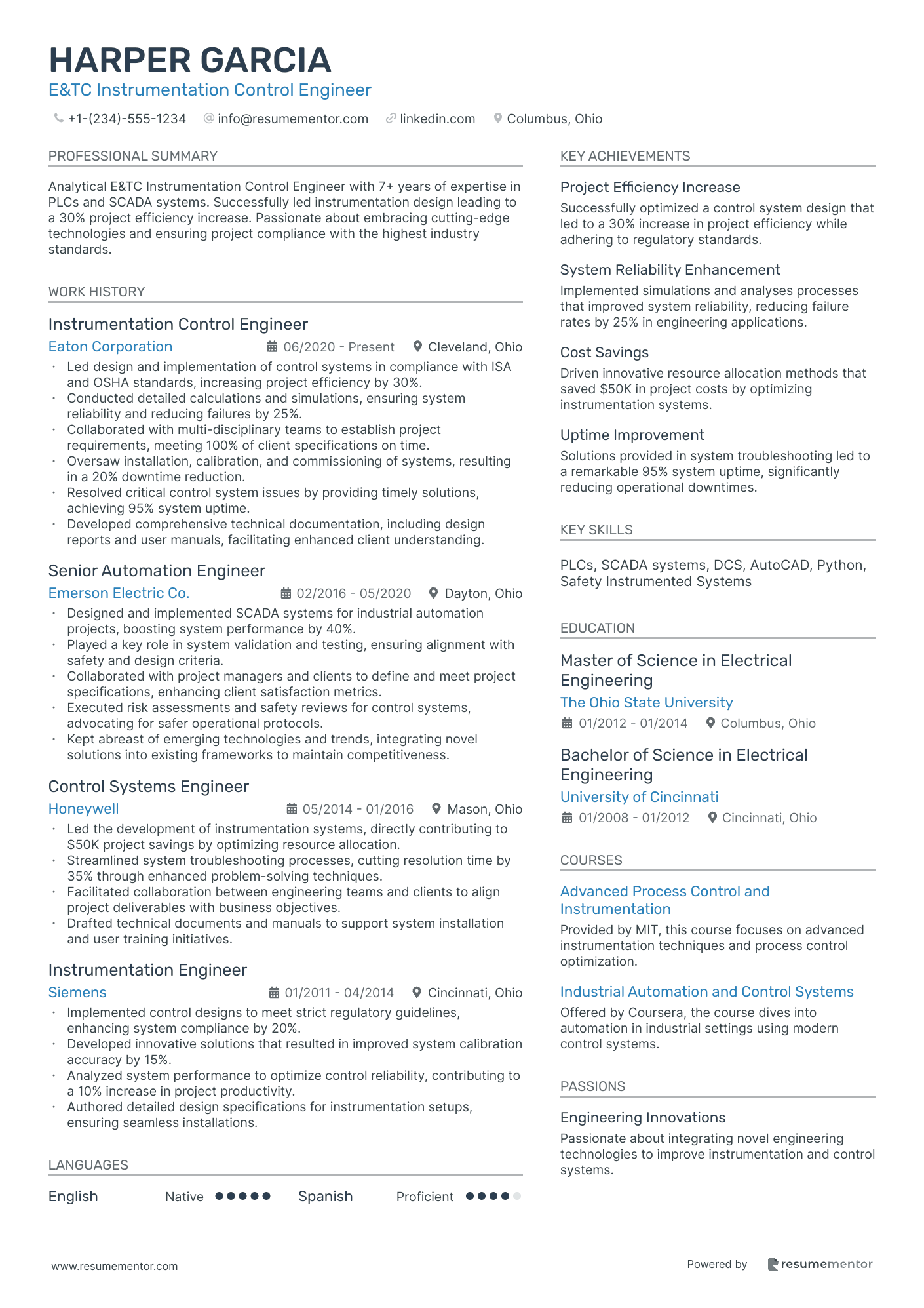 E&TC Instrumentation Control Engineer