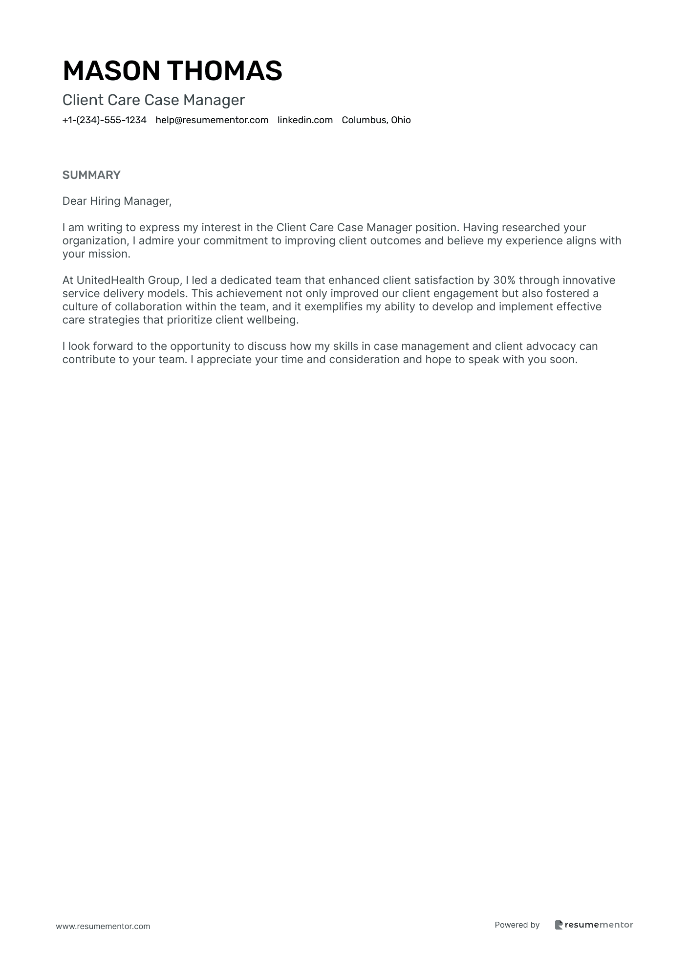 Client Care Case Manager