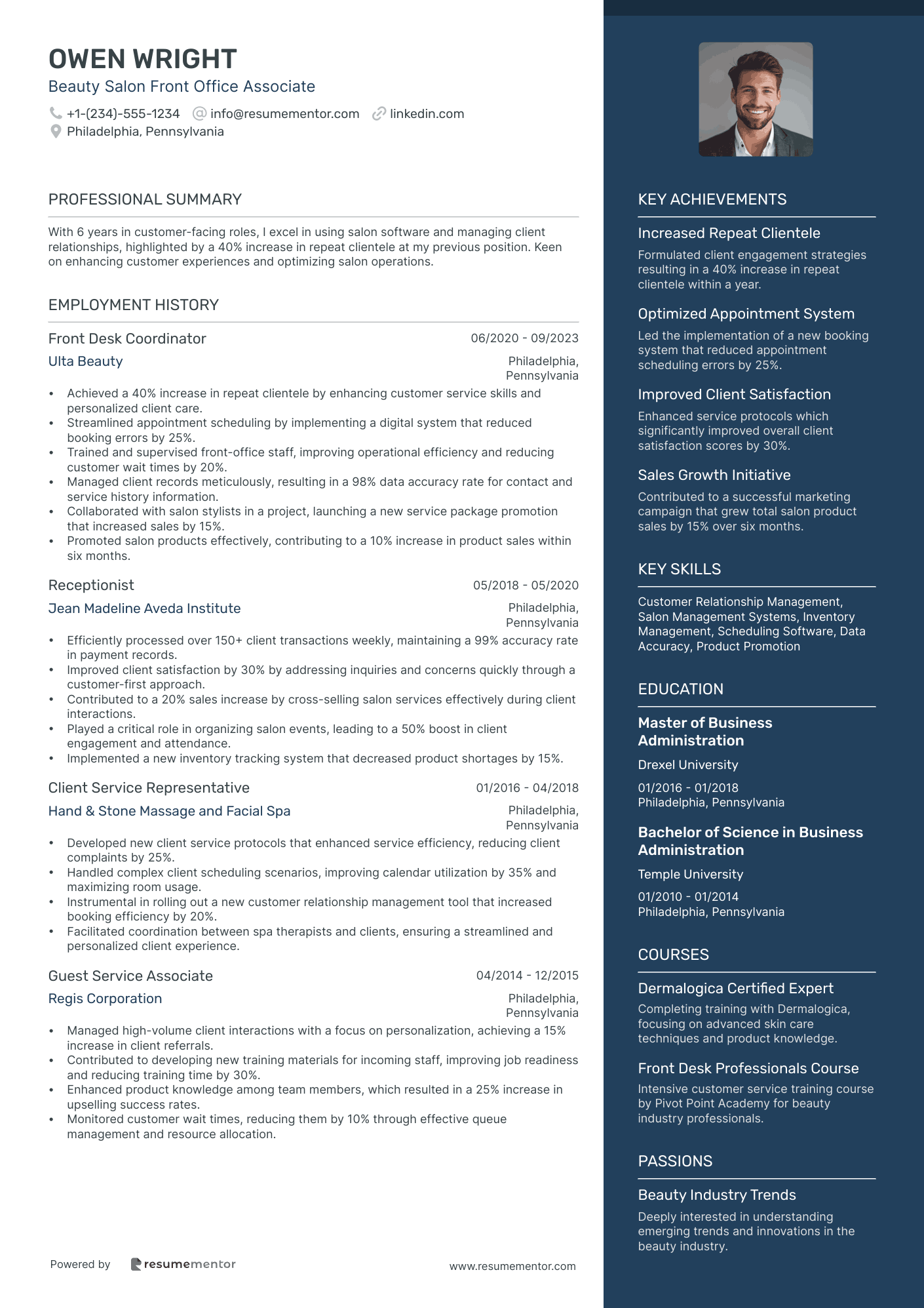 Beauty Salon Front Office Associate