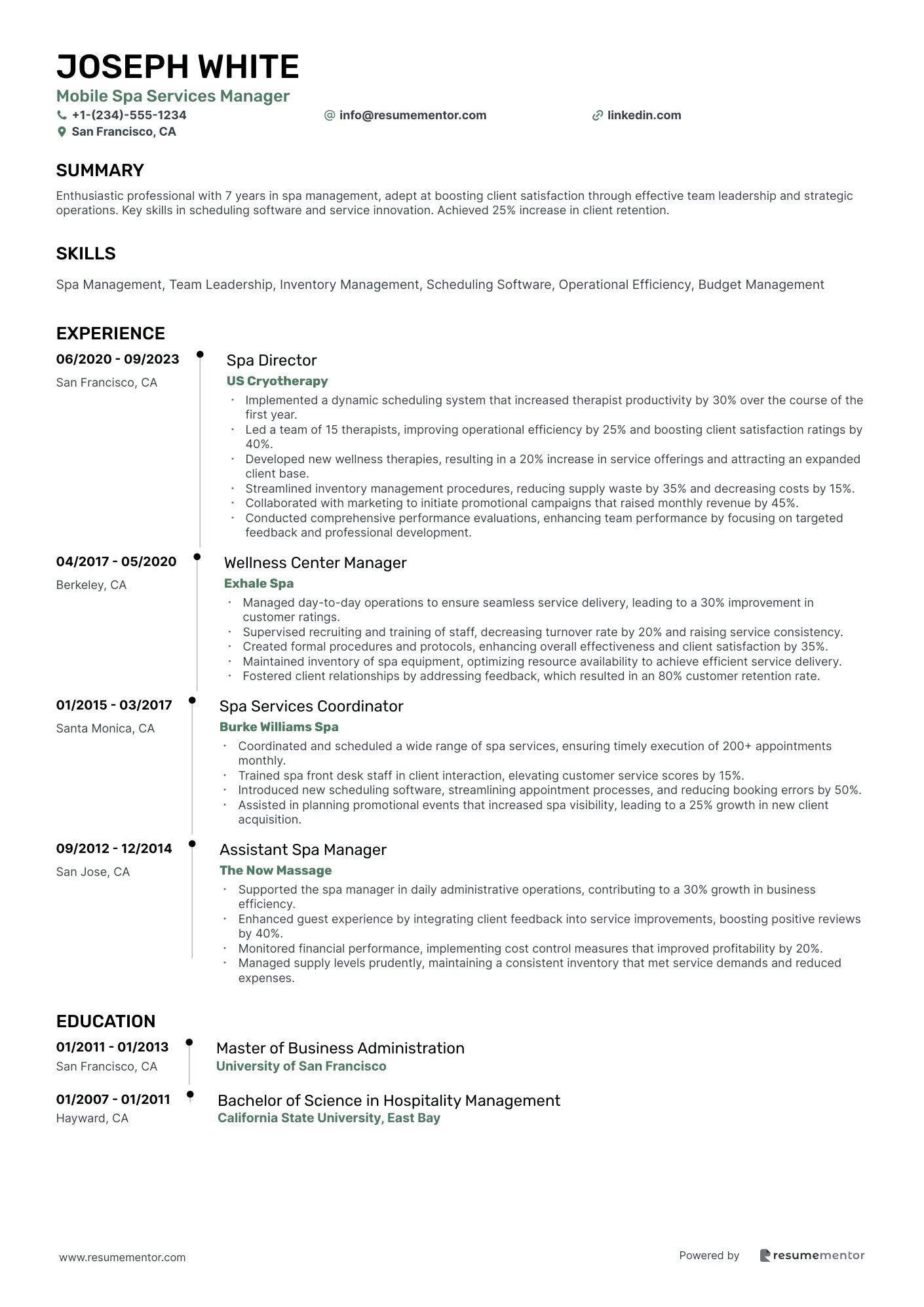Mobile Spa Services Manager