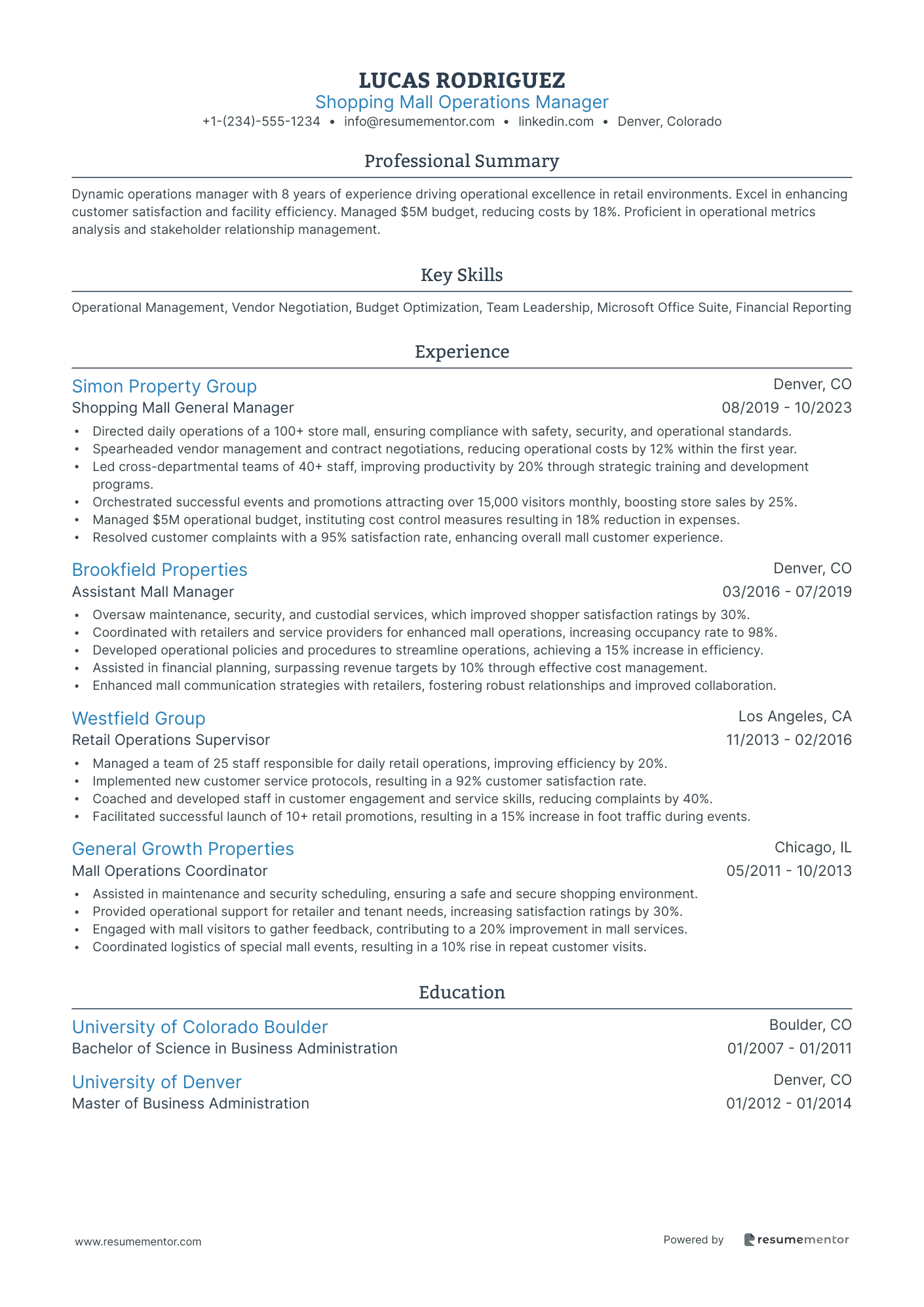 Shopping Mall Operations Manager