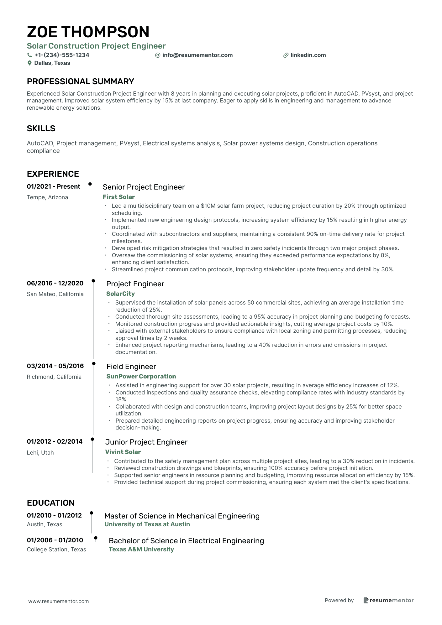 Solar Construction Project Engineer