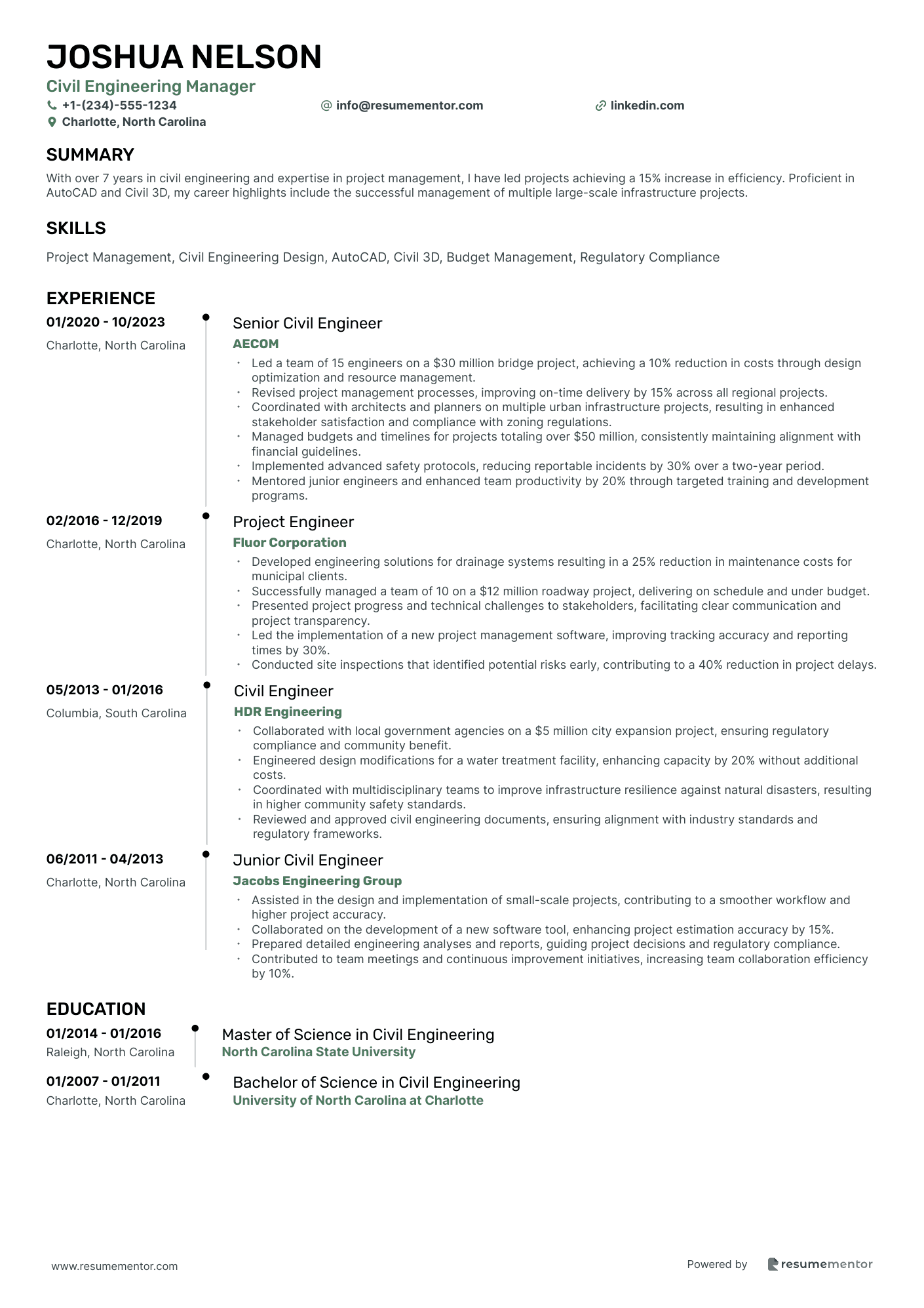 Civil Engineering Manager