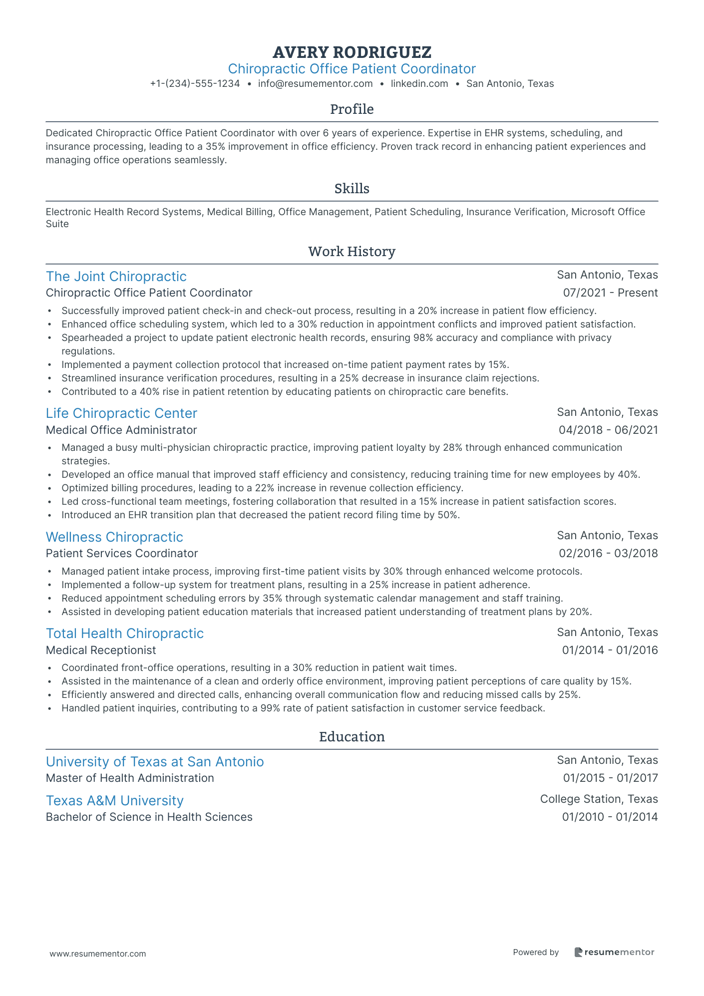 Chiropractic Office Patient Coordinator