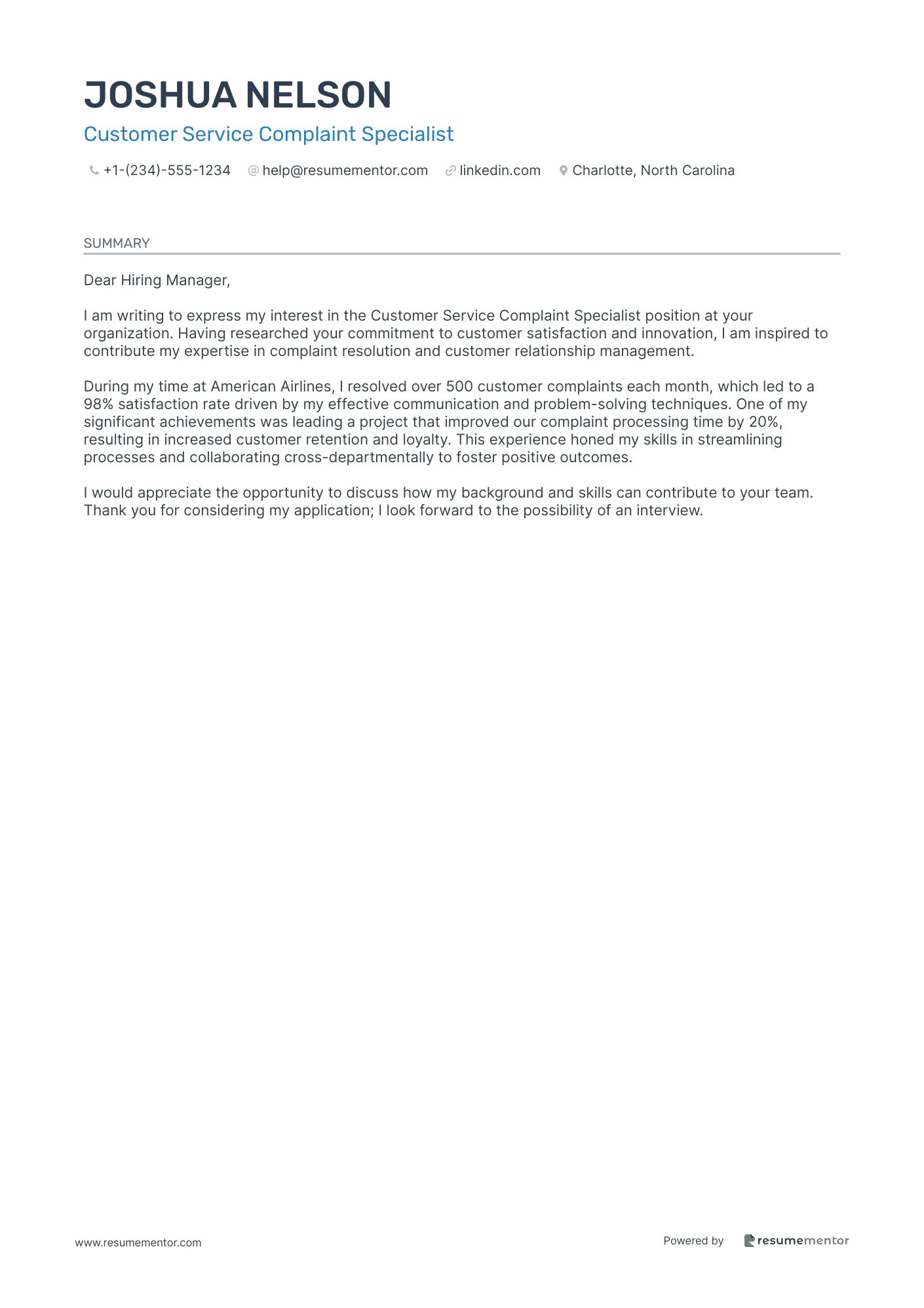 Customer Service Complaint Specialist