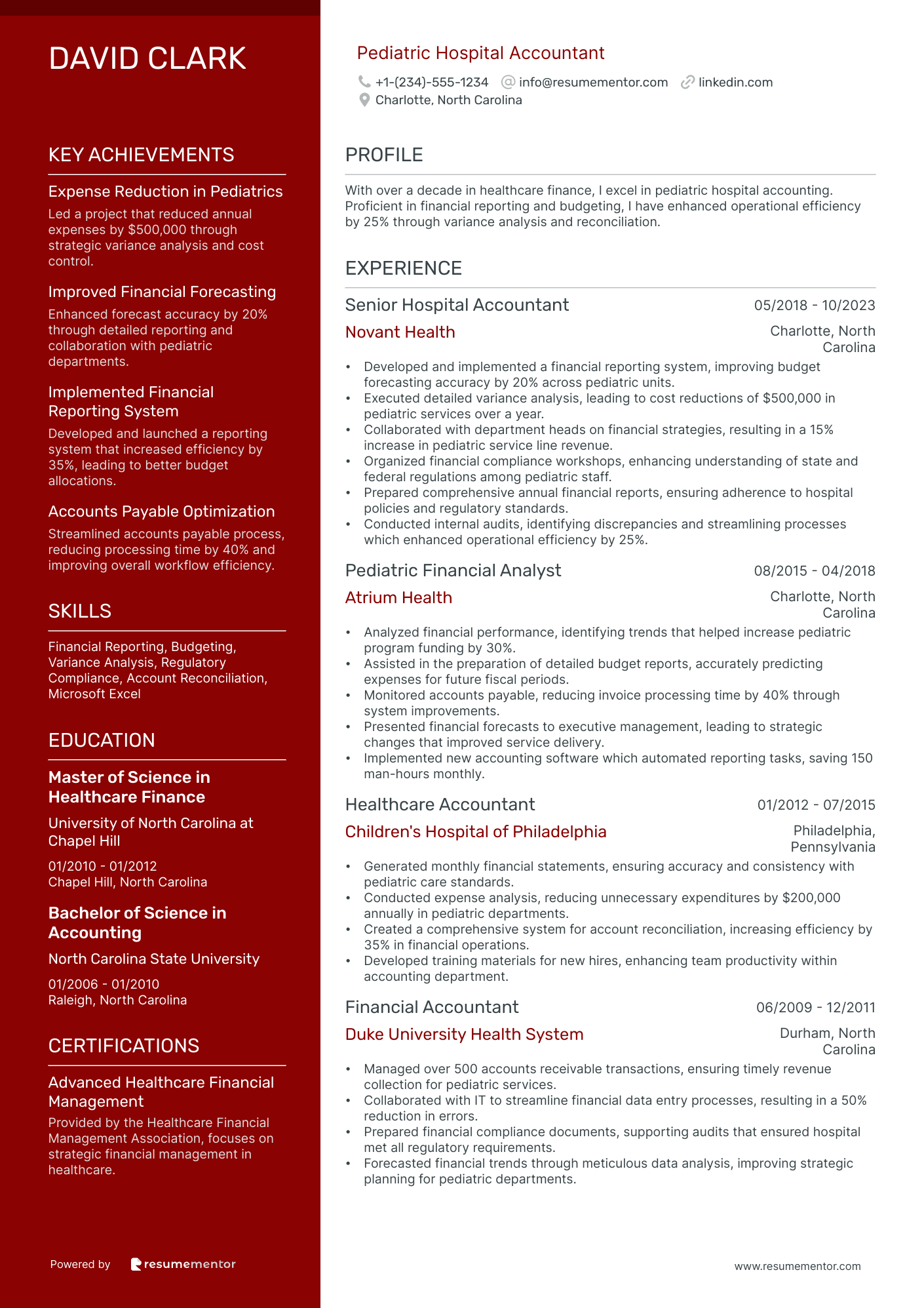 Pediatric Hospital Accountant