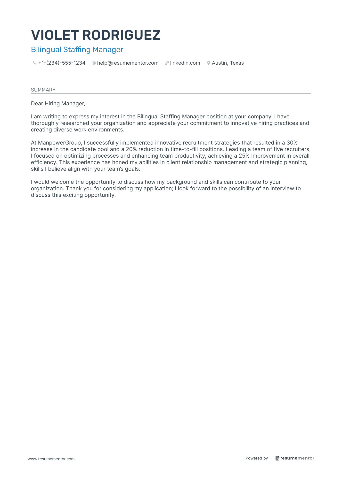 Bilingual Staffing Manager