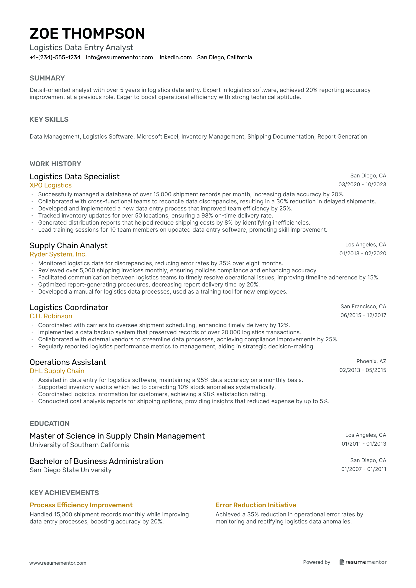 Logistics Data Entry Analyst