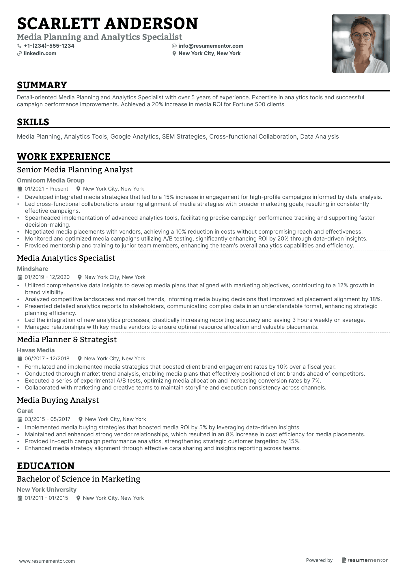 Media Planning and Analytics Specialist